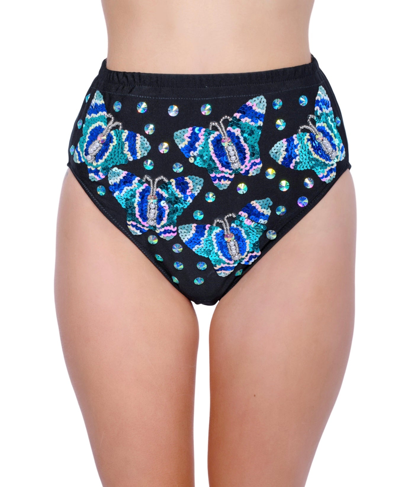 Hand Stitched Sequin Bottoms- Blue Butterfly Dream