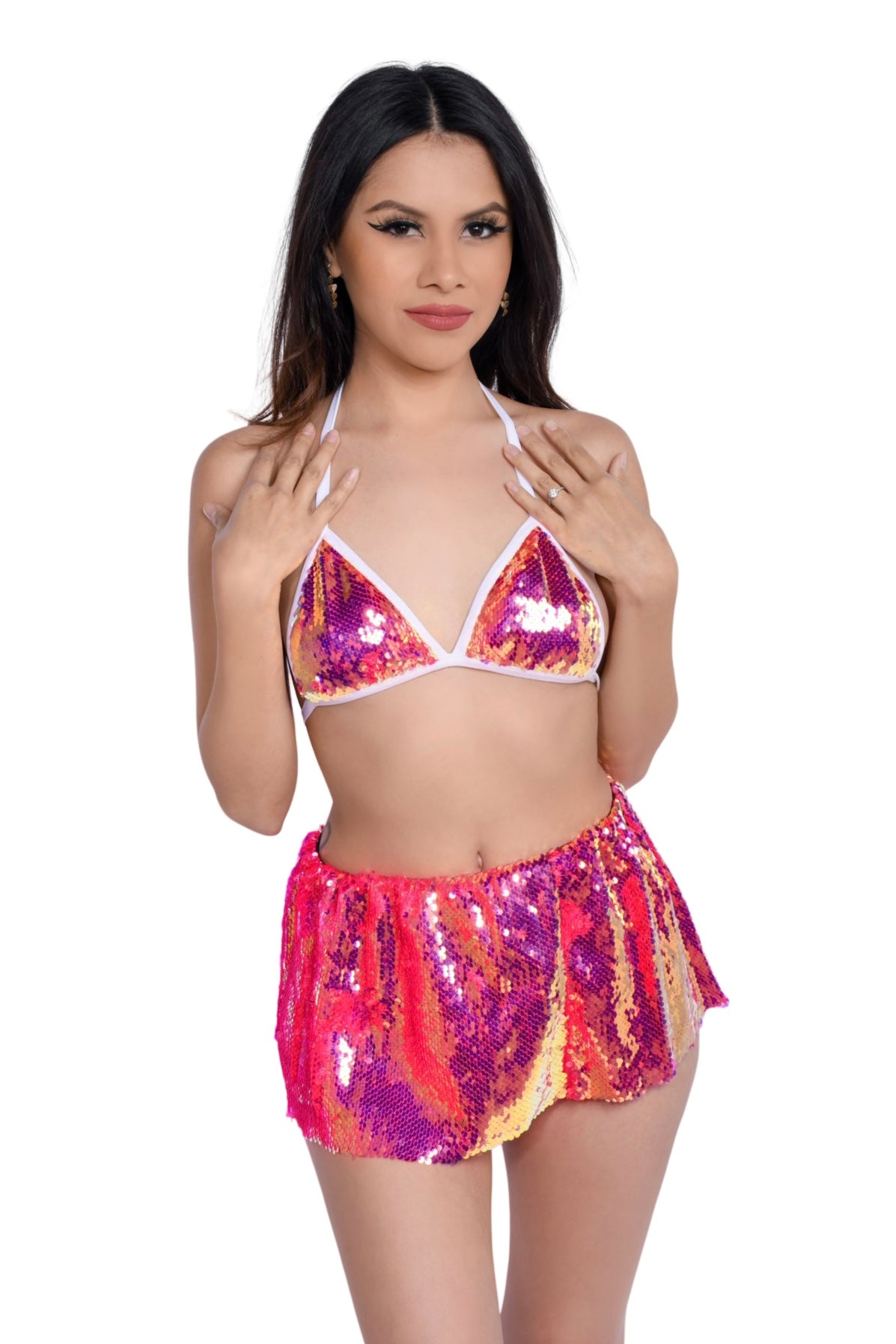 Passion Fruit Sequin Set (Bra + Skirt)