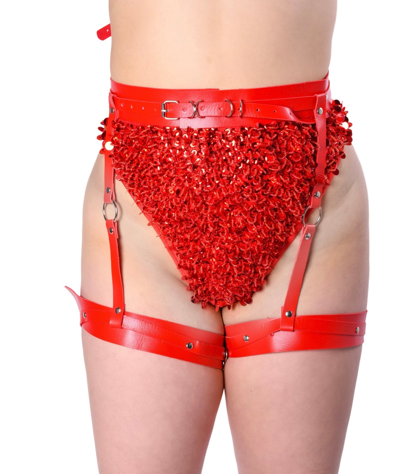 Red Devil Vegan Leather Harness Set