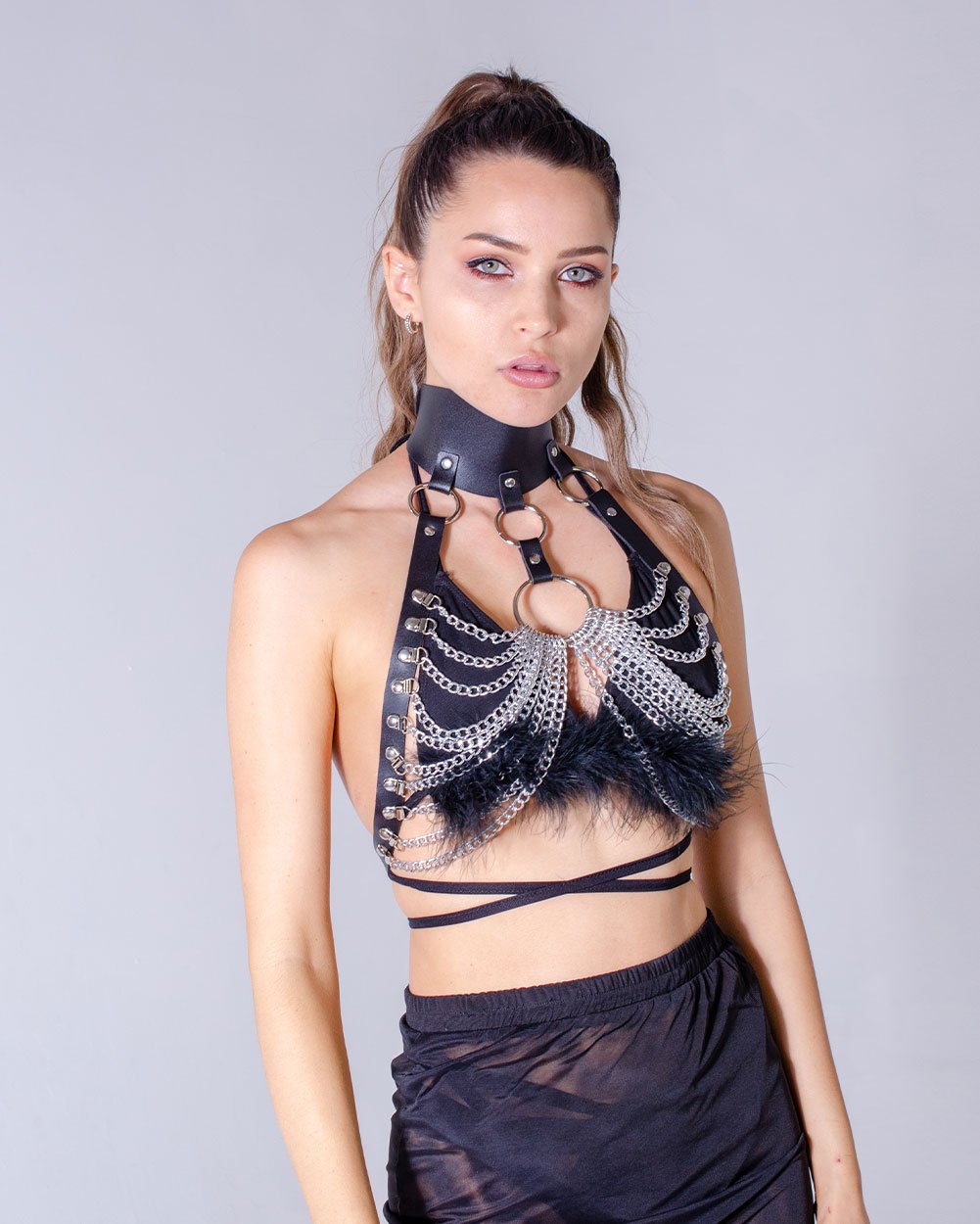 Goth Babe Harness Chain Top
