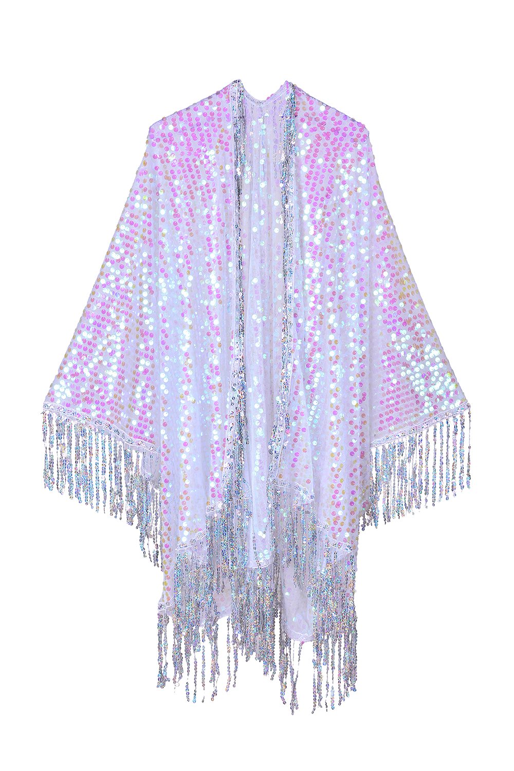 Disco Sequin Tassel Kimono - Pink Iridescent