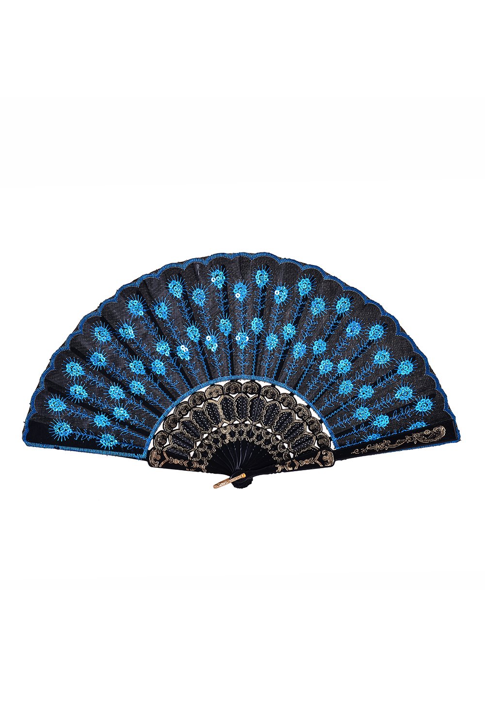 Peacock Sequin Fan - Baby Blue