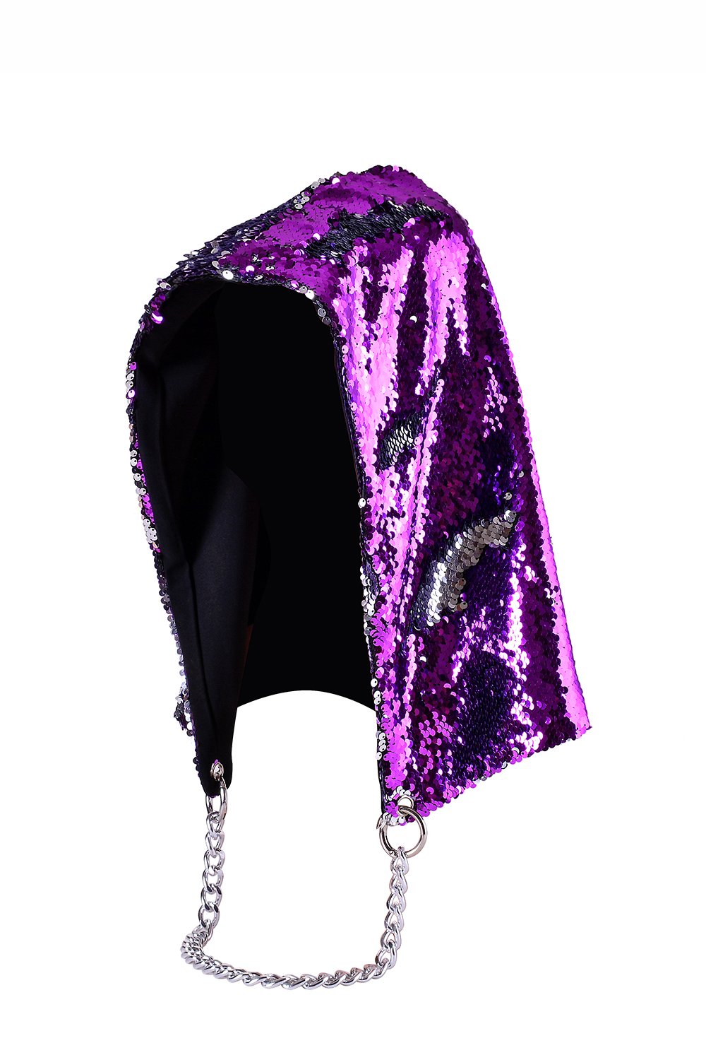 Reversible Sequin Hood - Purple & Silver