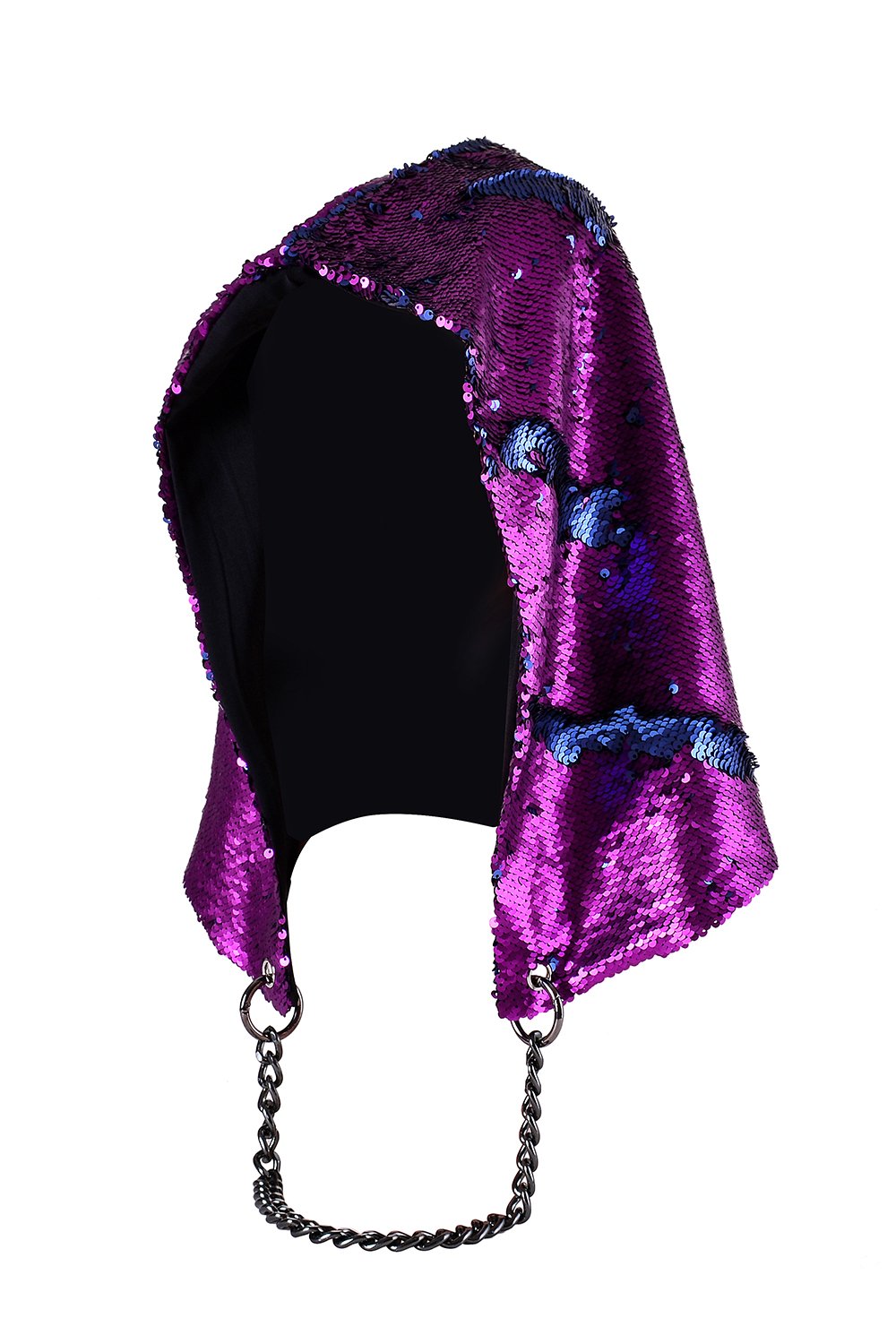 Reversible Sequin Hood - Matte Purple & Cobalt