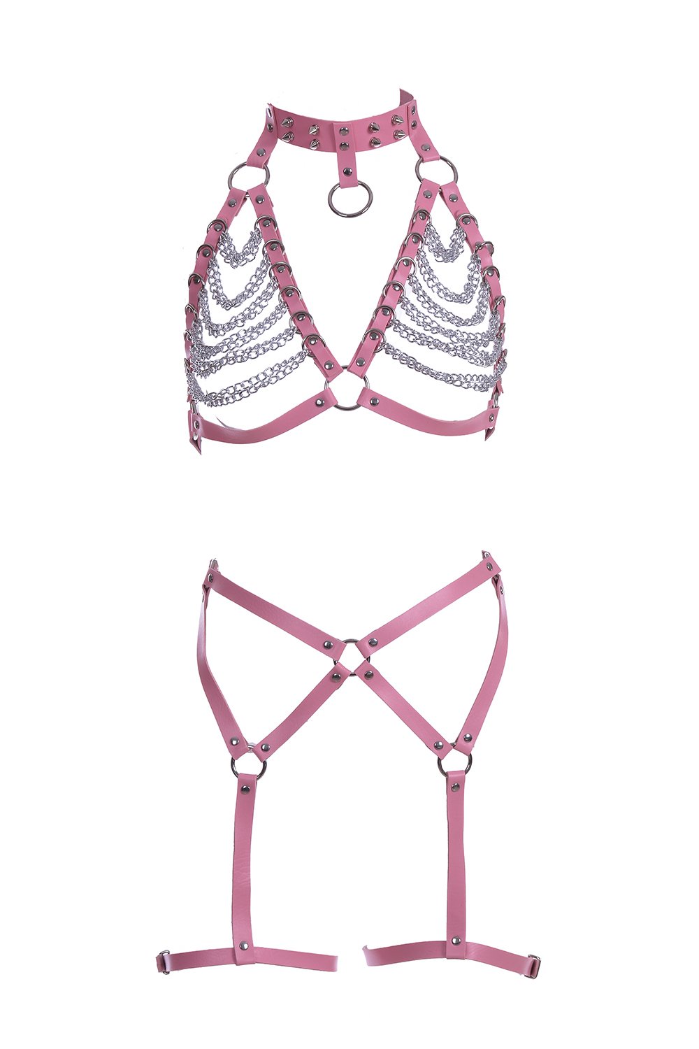 Miss Pink Vegan Leather Harness Set