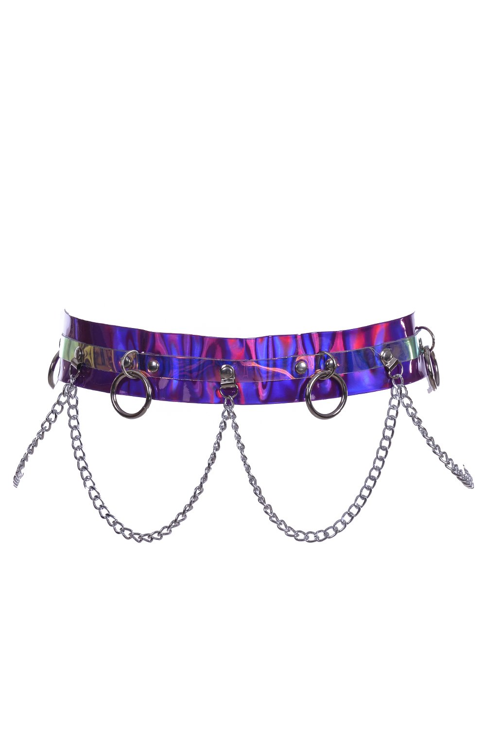 Violet Holographic Hoop Chain Belt