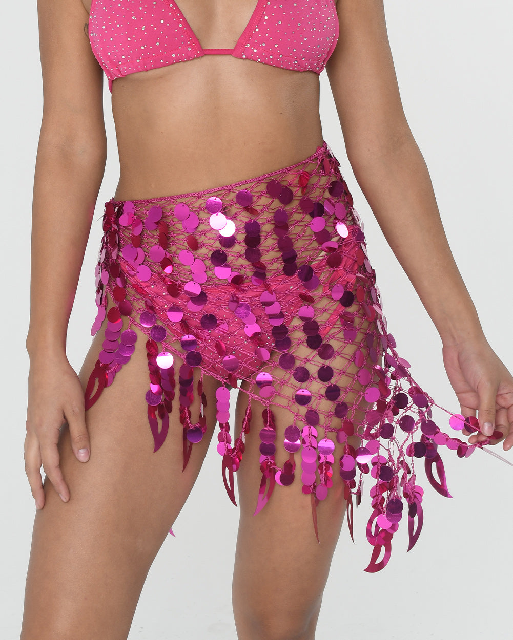 Rose Pink Sequin Wrap Skirt