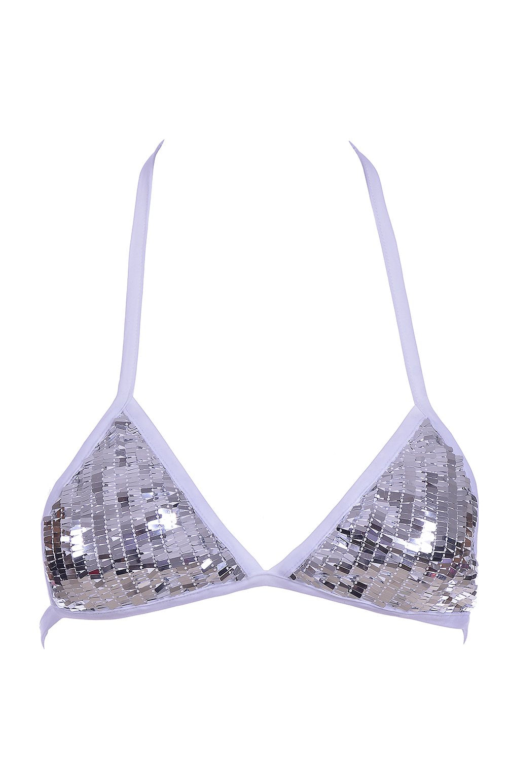Silver Disco Sequin Triangle Top