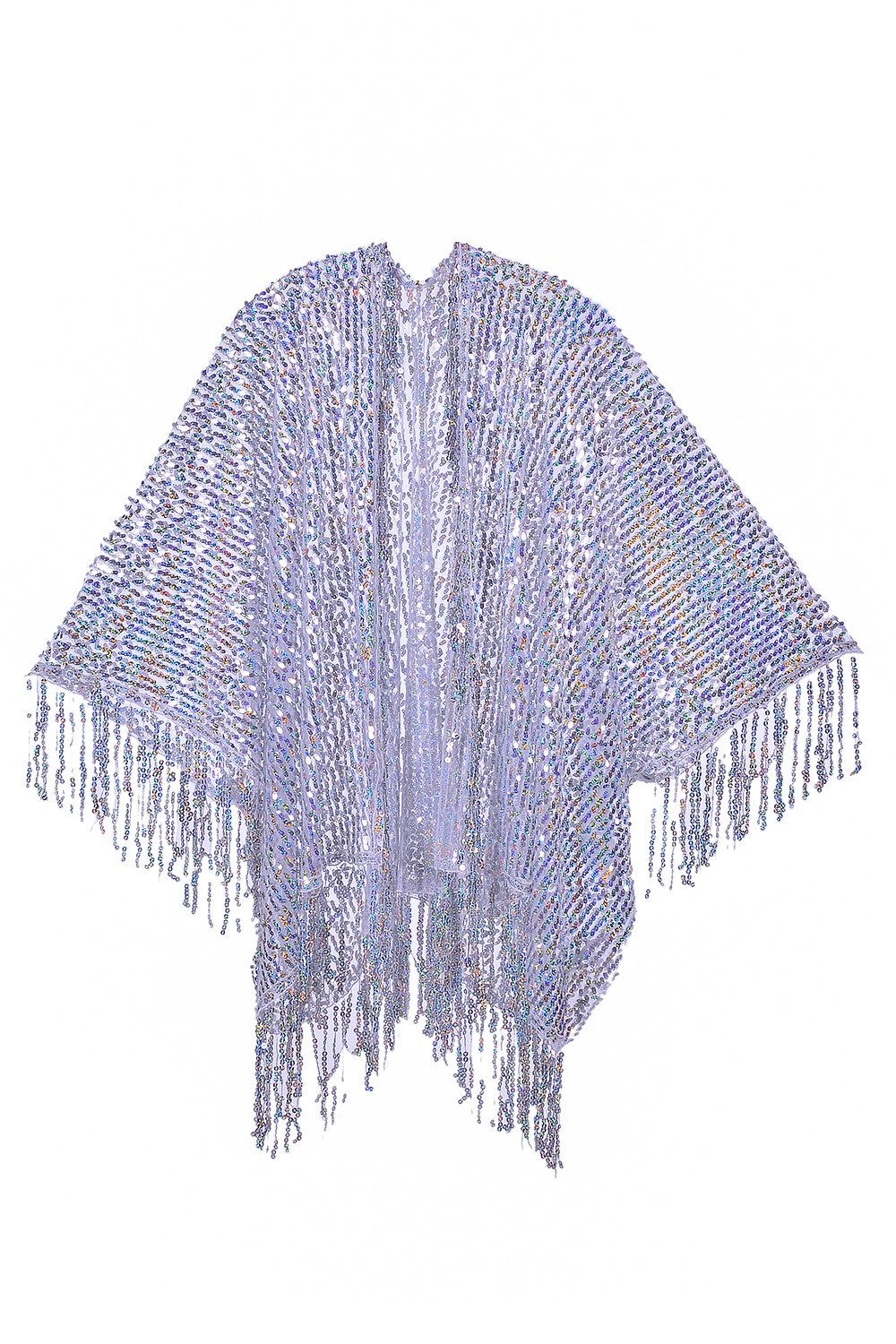 Disco Sequin Tassel Kimono- Holographic