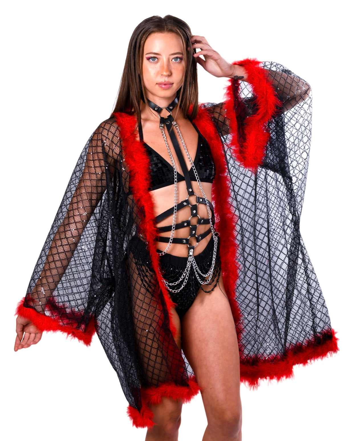 Fuzzy Sequin Kimono- Gothic