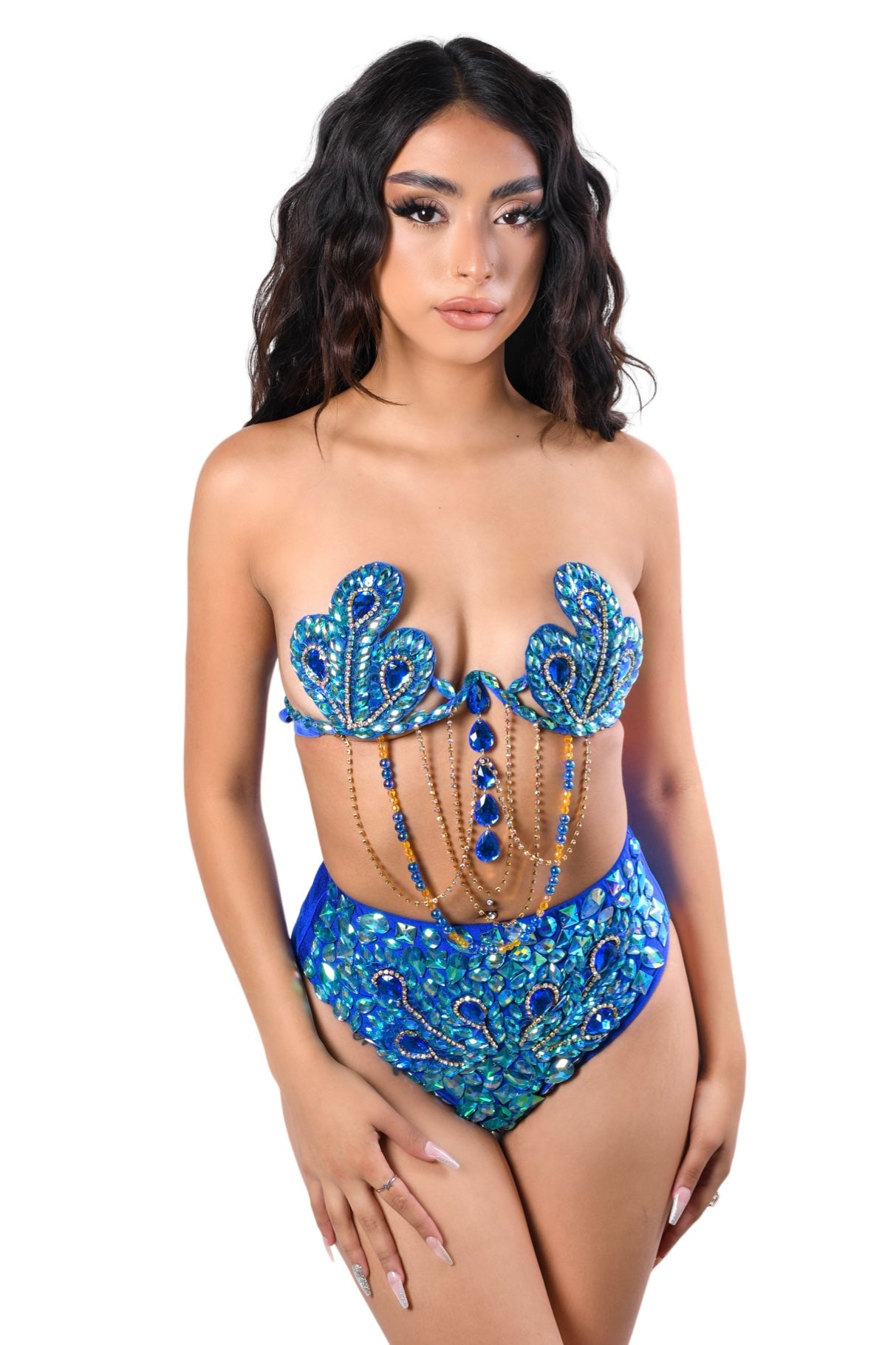 Indigo Peacock Carnival Bra Top