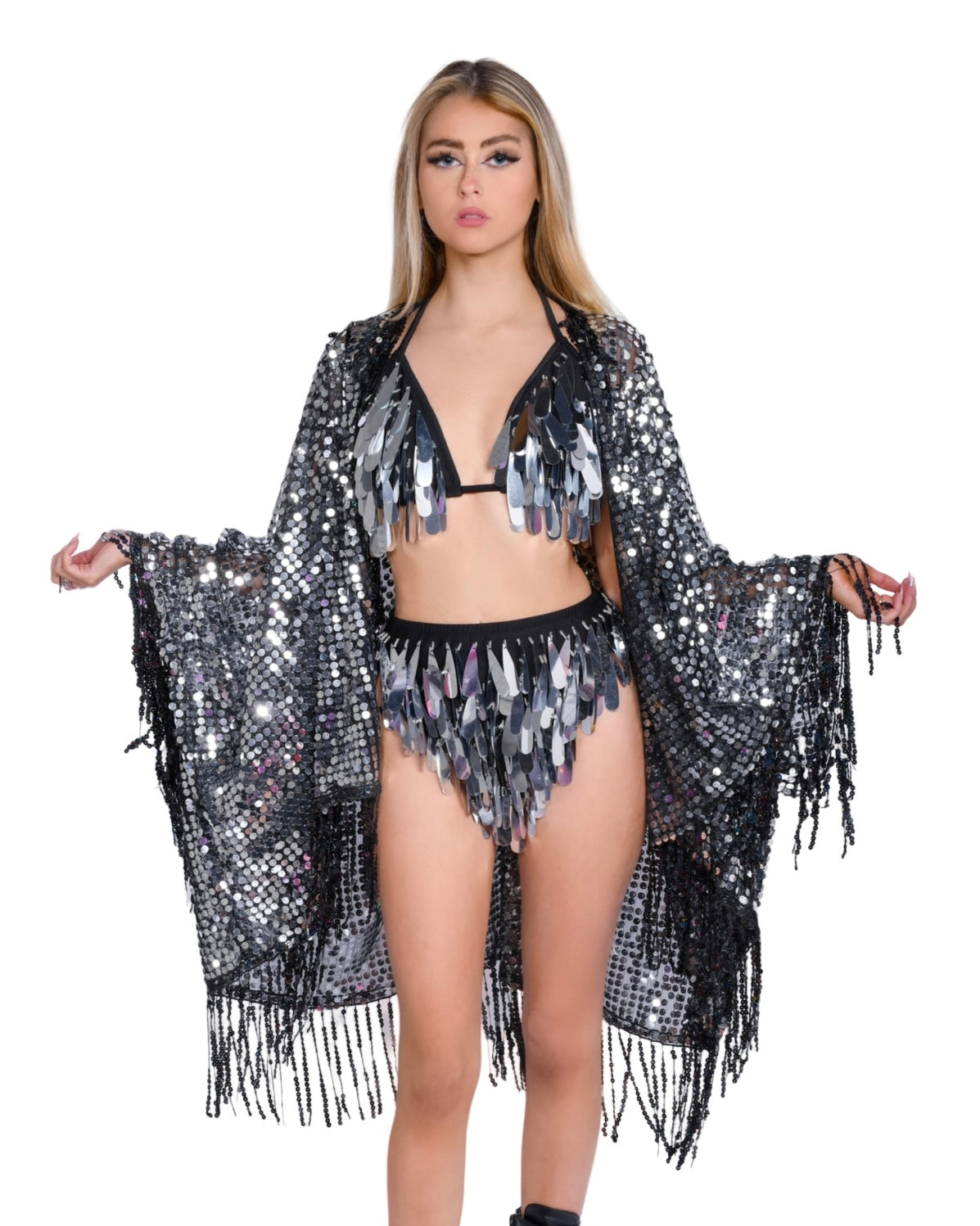 Disco Sequin Tassel Kimono - Disco Ball