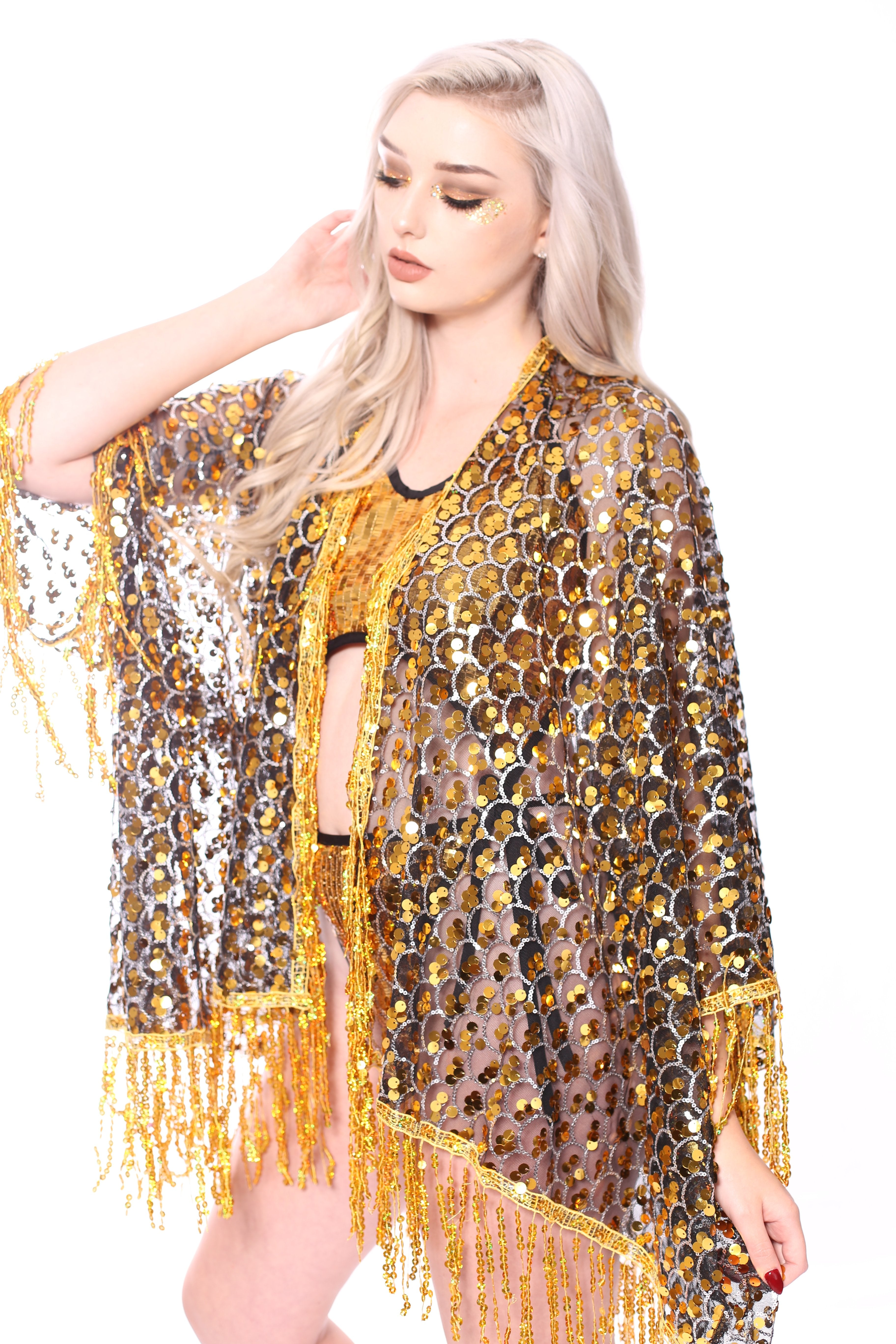 Disco Tassel Sequin Kimono - Treasure