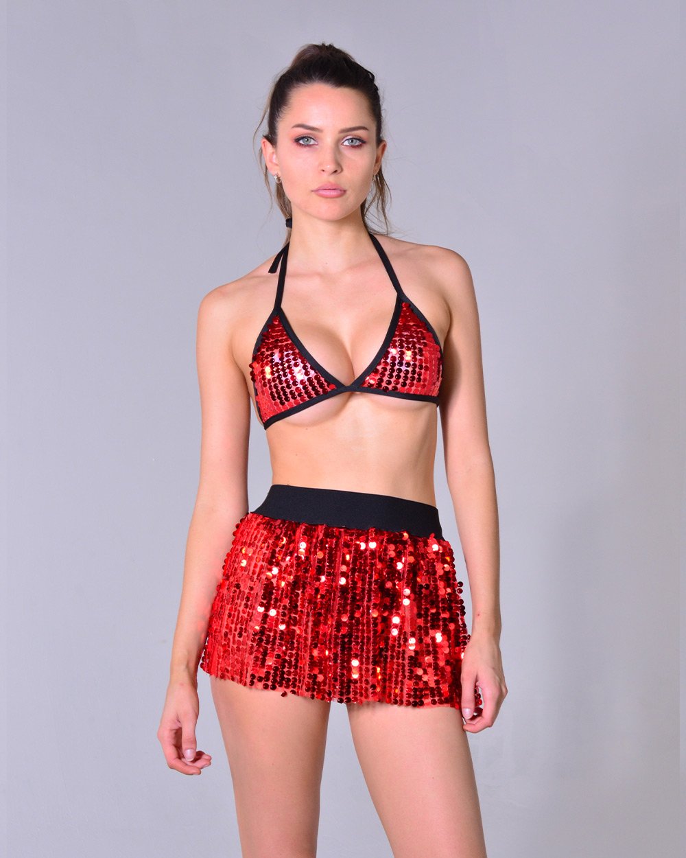 Mini Sequin Skirt - Red