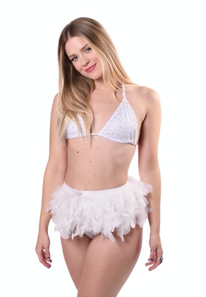 Feather Mini Skirt- Dove