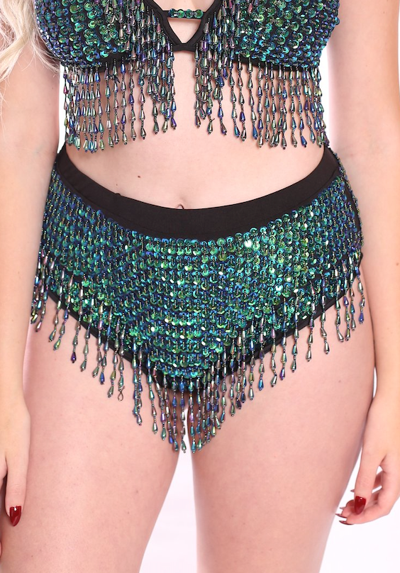 Hand Stitched Sequin High Waisted Bottoms- Chameleon