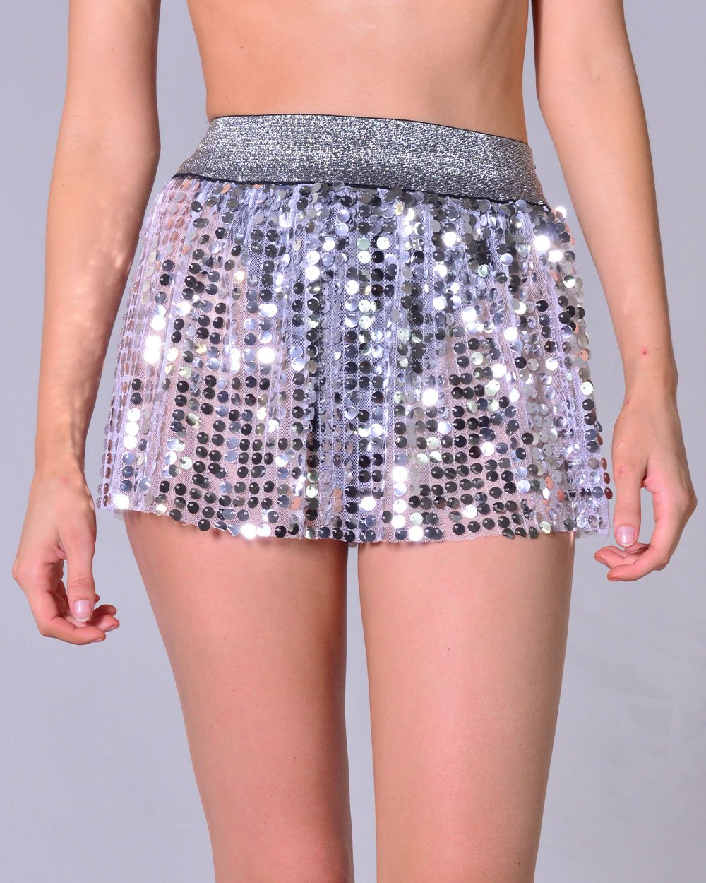 Mini Sequin Skirt - Silver