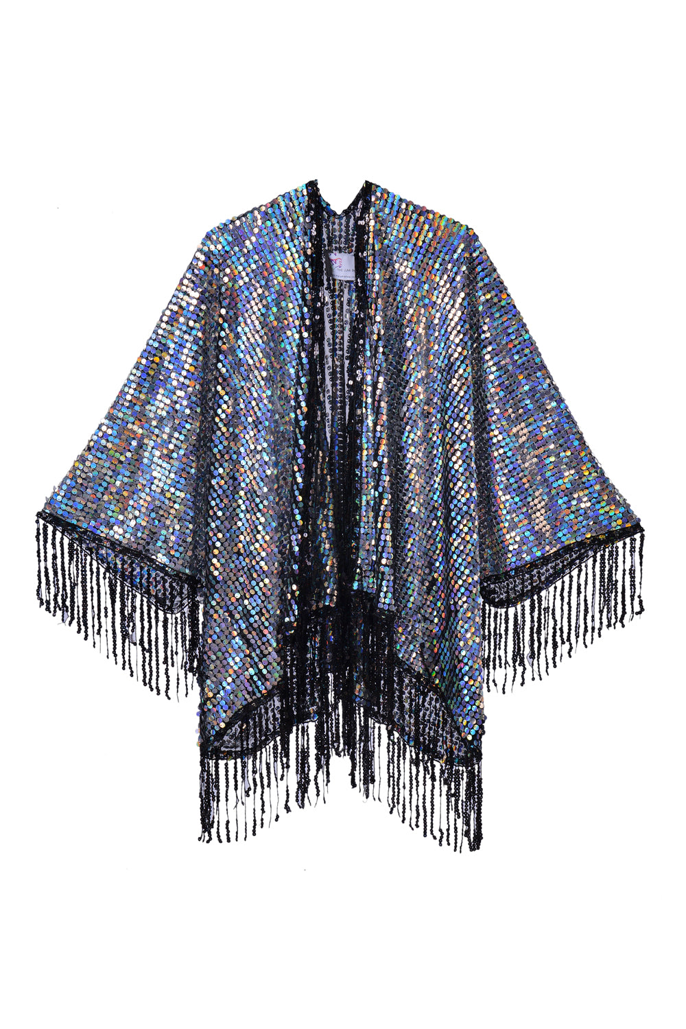 Disco Sequin Tassel Kimono - Holographic