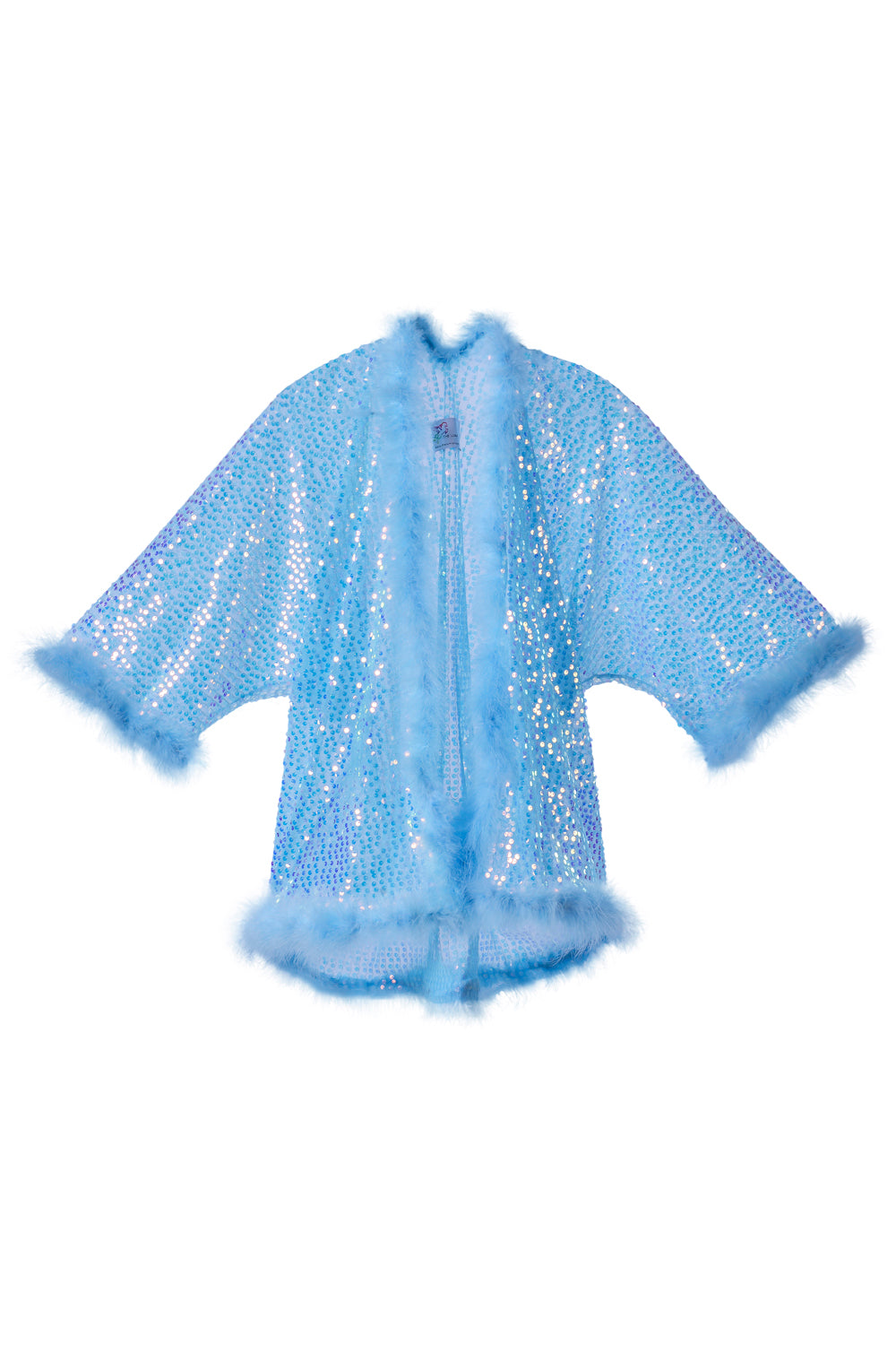 Fuzzy Sequin Kimono- Baby Blue