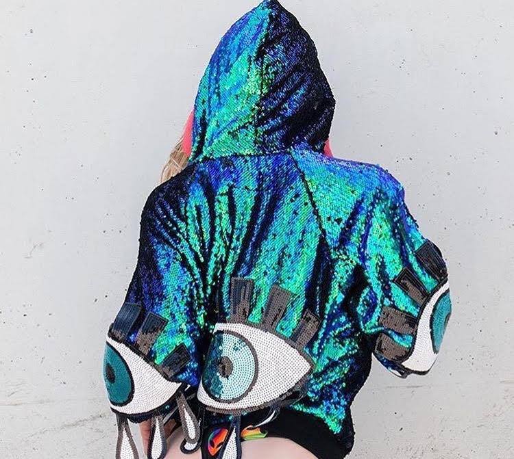 Reversible Sequin Jacket - Mermaid Cropped Disco Jacket (One Size)