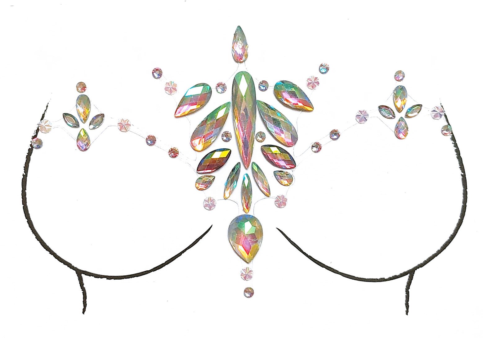 Mermaid Rhinestone Crystal Body Jewels, Chest Jewels