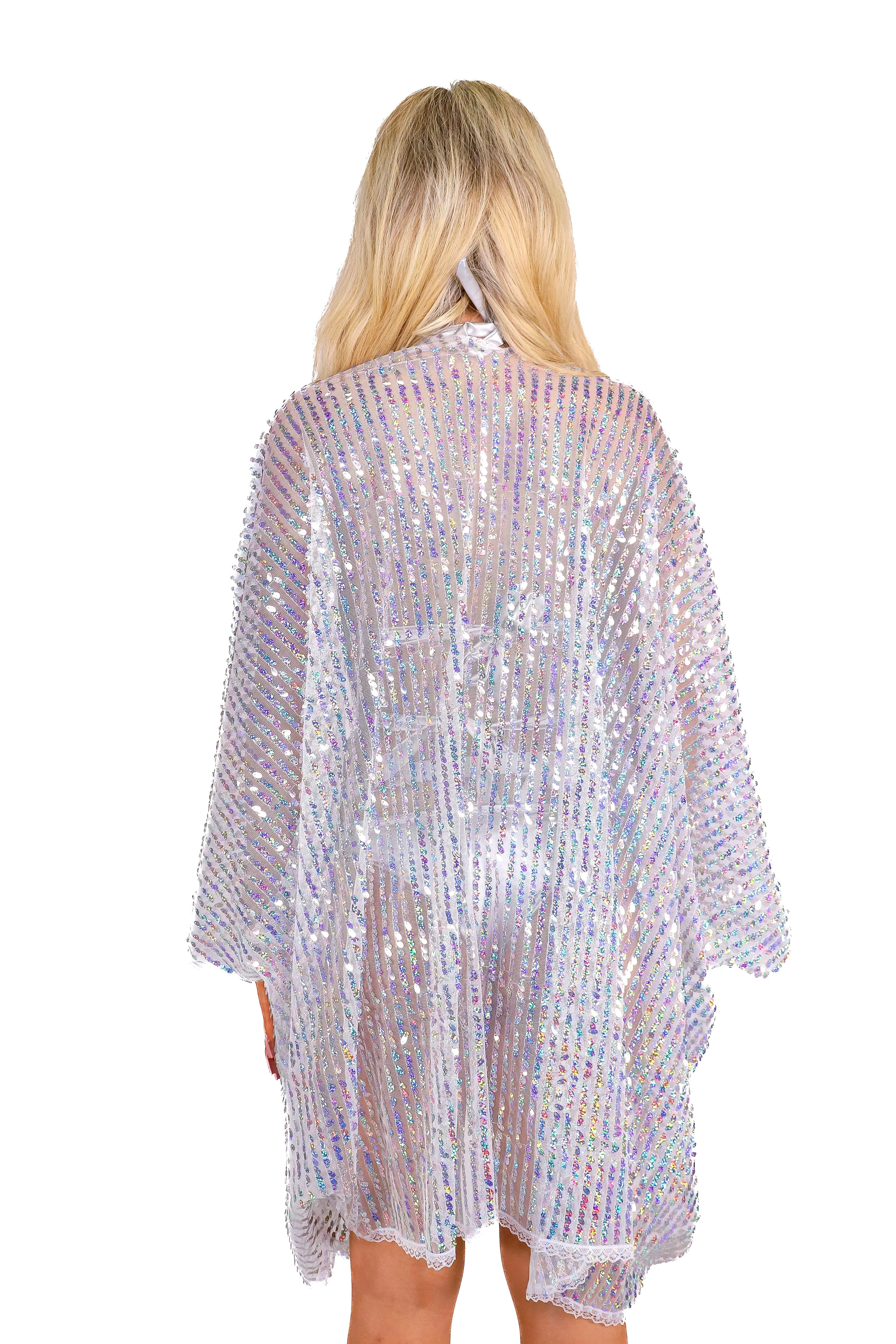 FULL OUTFIT- Silver Holographic Disco Diva (4 pcs)