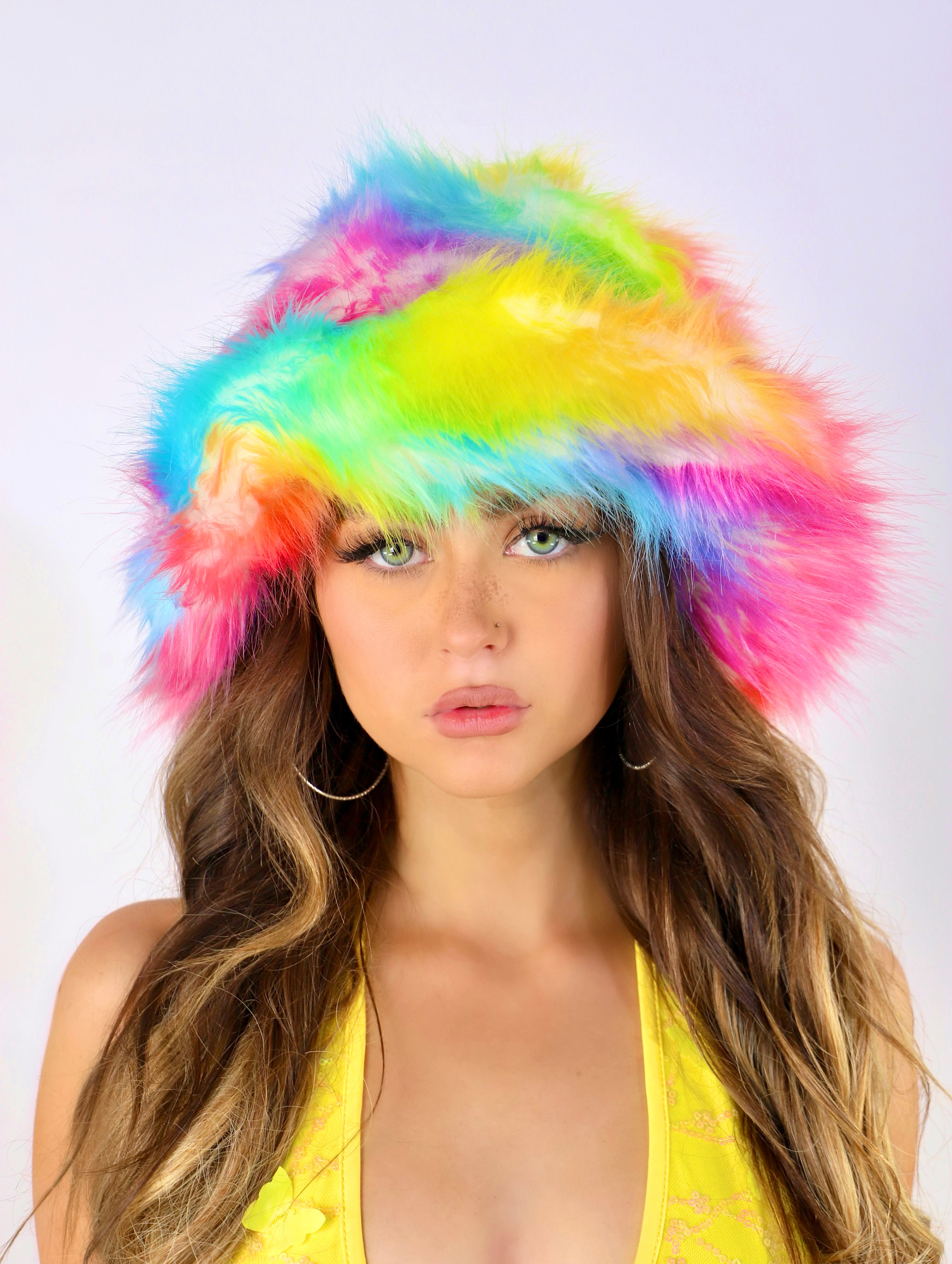 Rainbow Fuzzy Hat