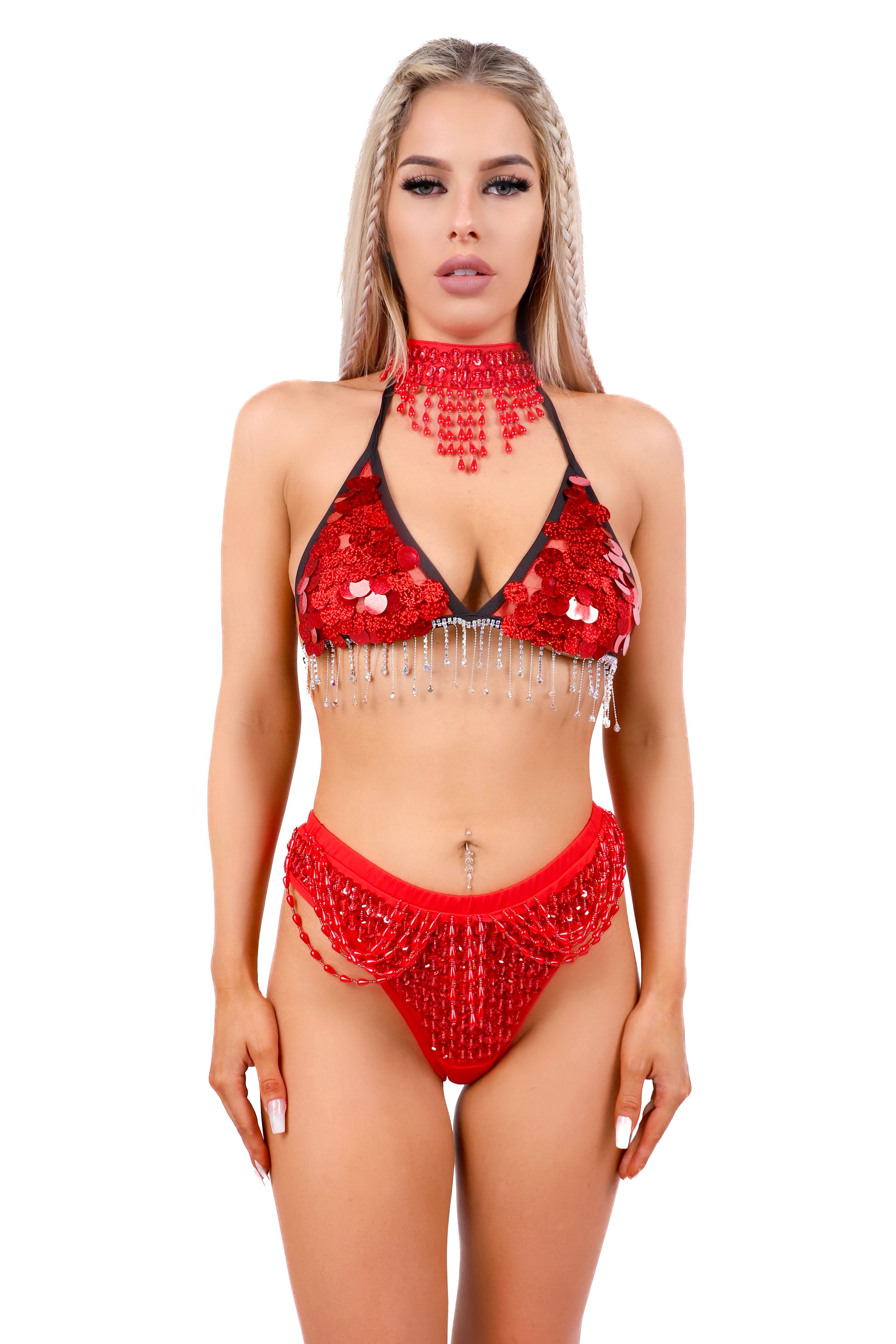 Red Heart Ruby Sequin Top