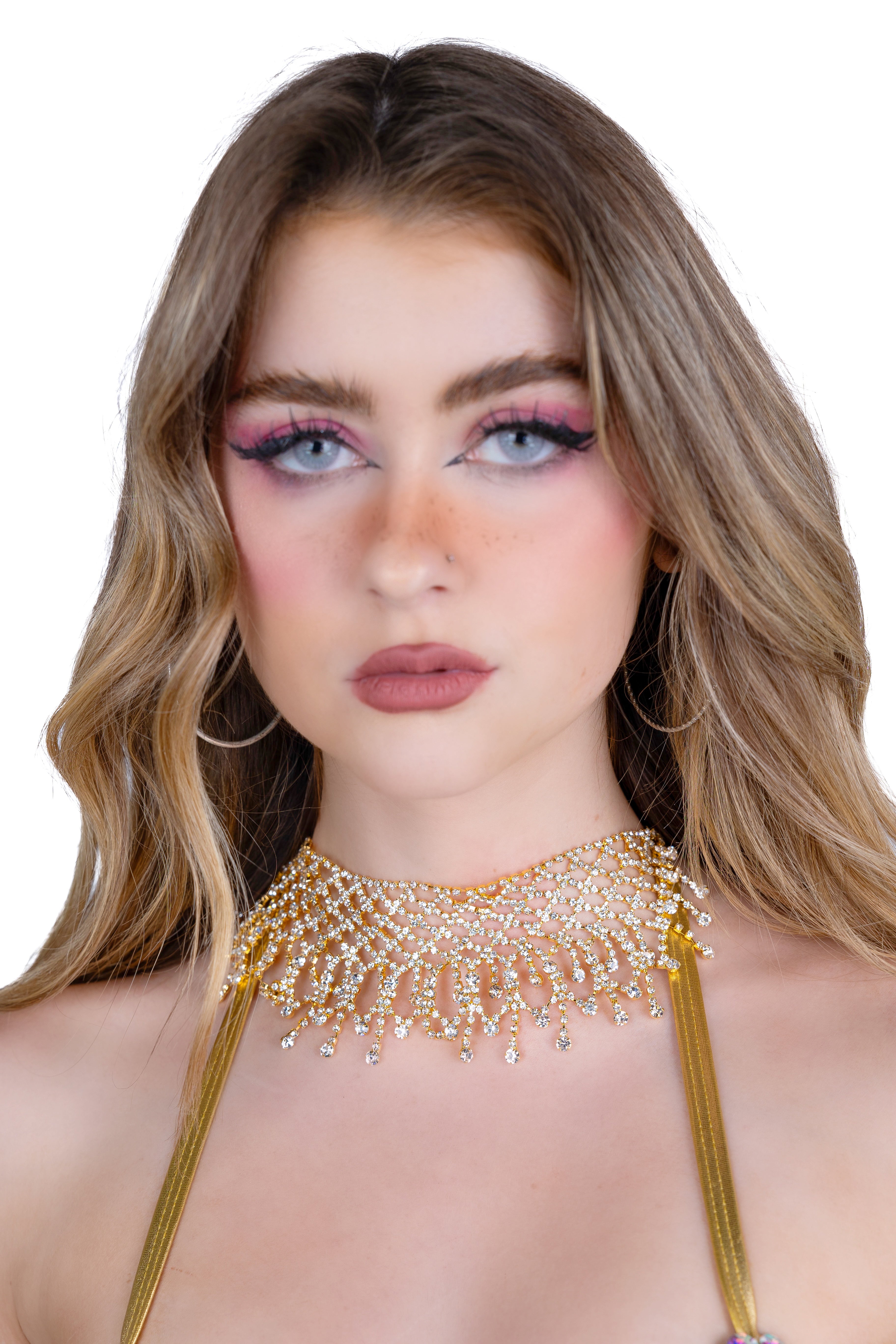 Gold Treasure Rhinestone Necklace