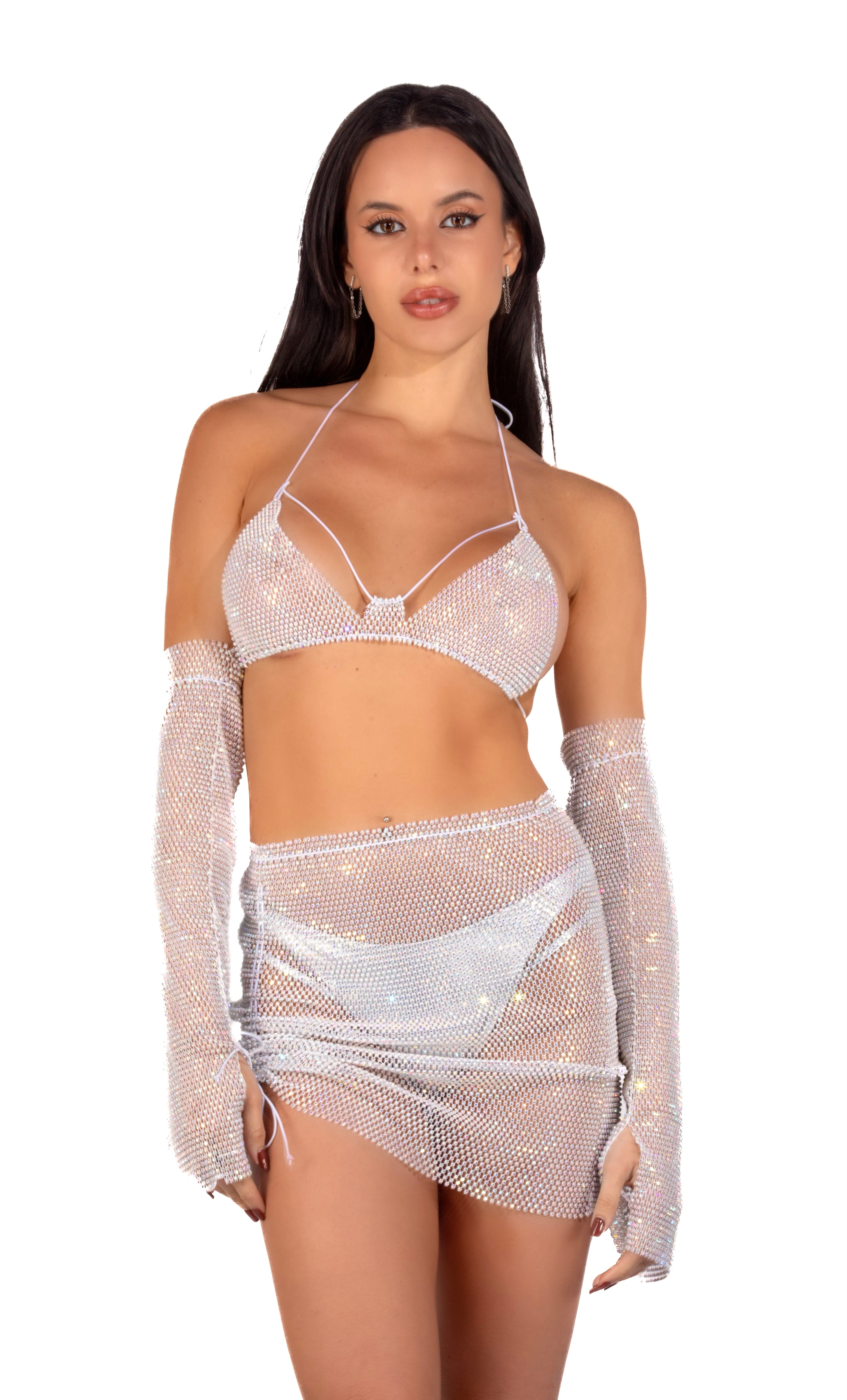 Mesh Fishnet Set - White (3 pcs)