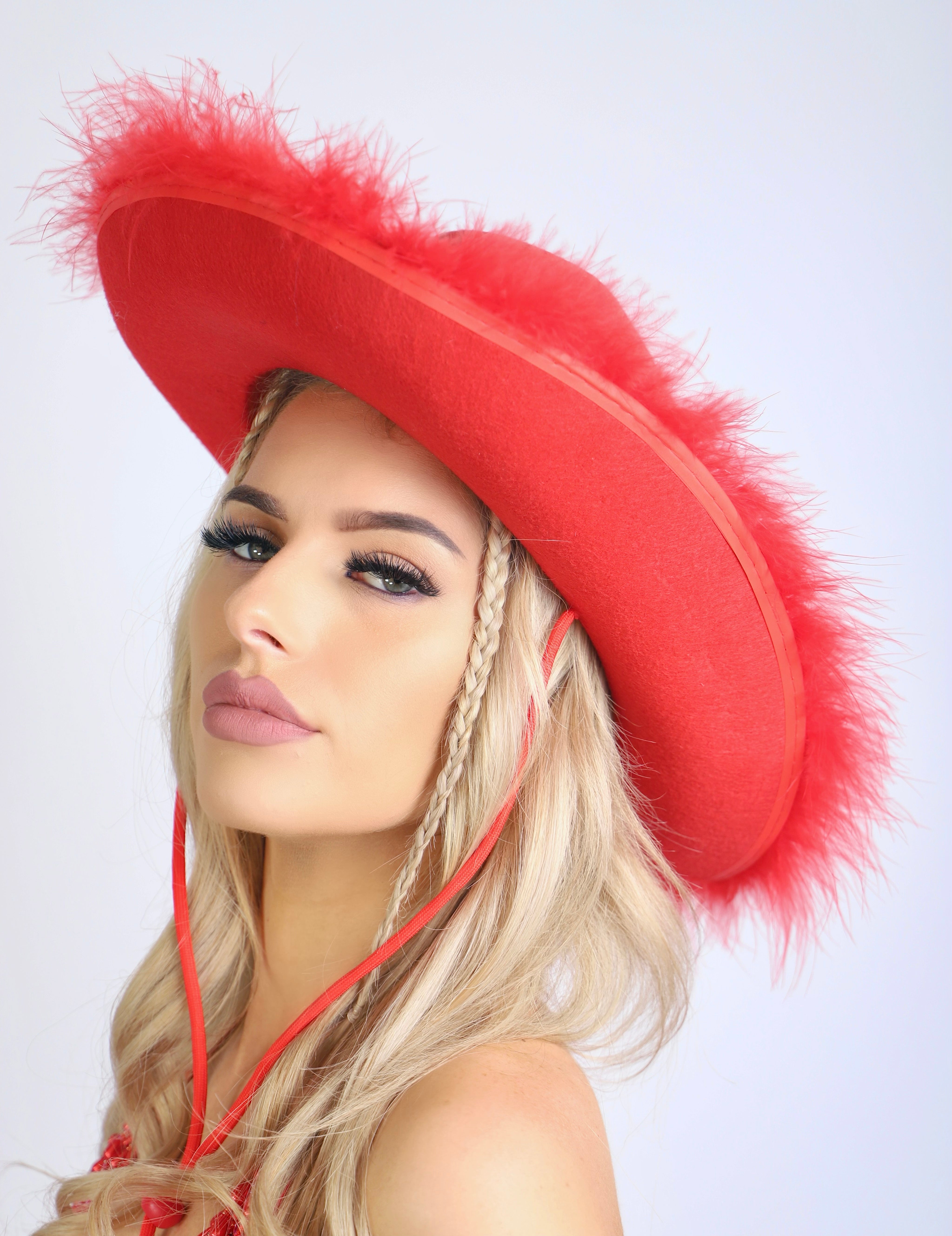 Red Fuzzy Festival Hat