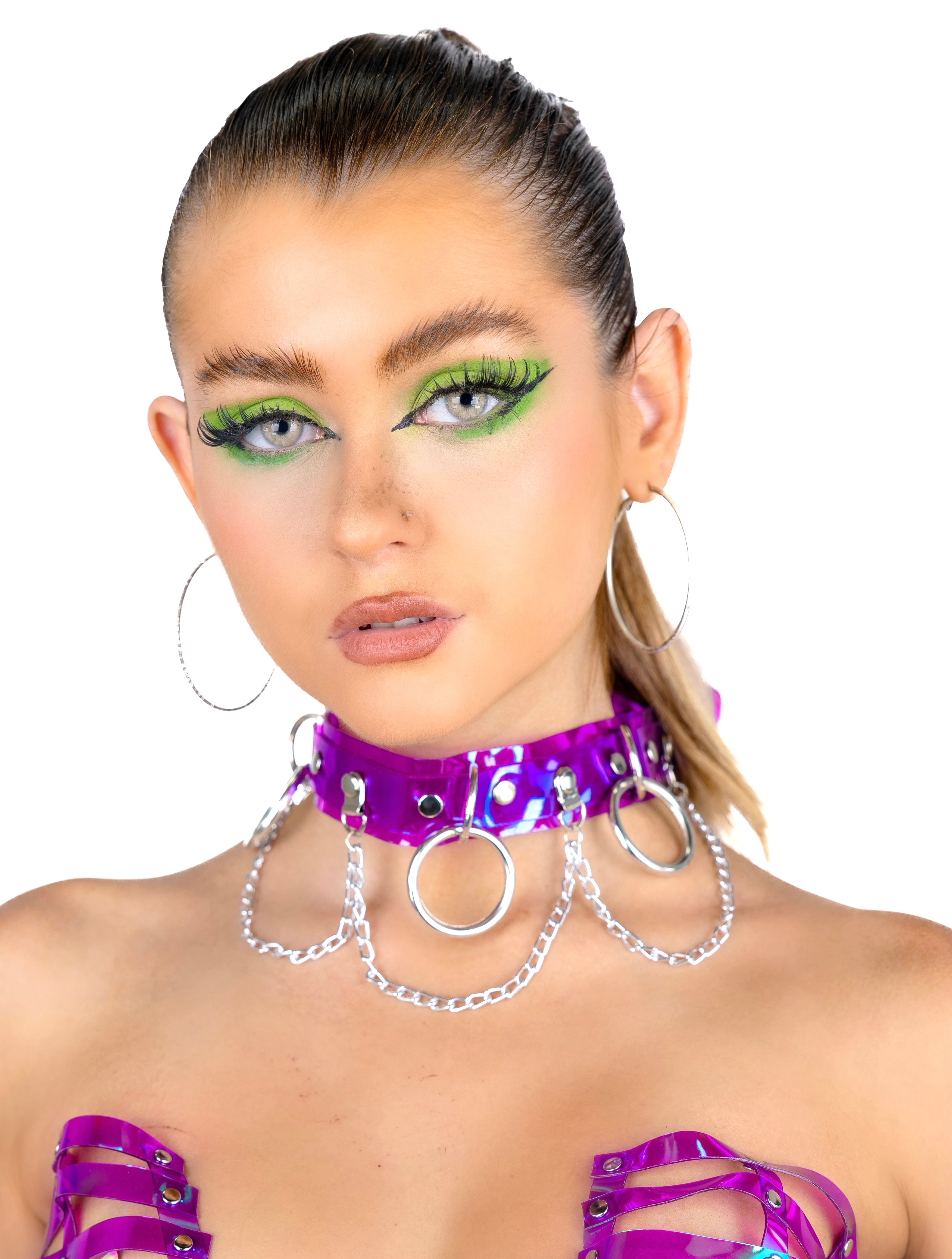 Purple Hoop Holographic Choker