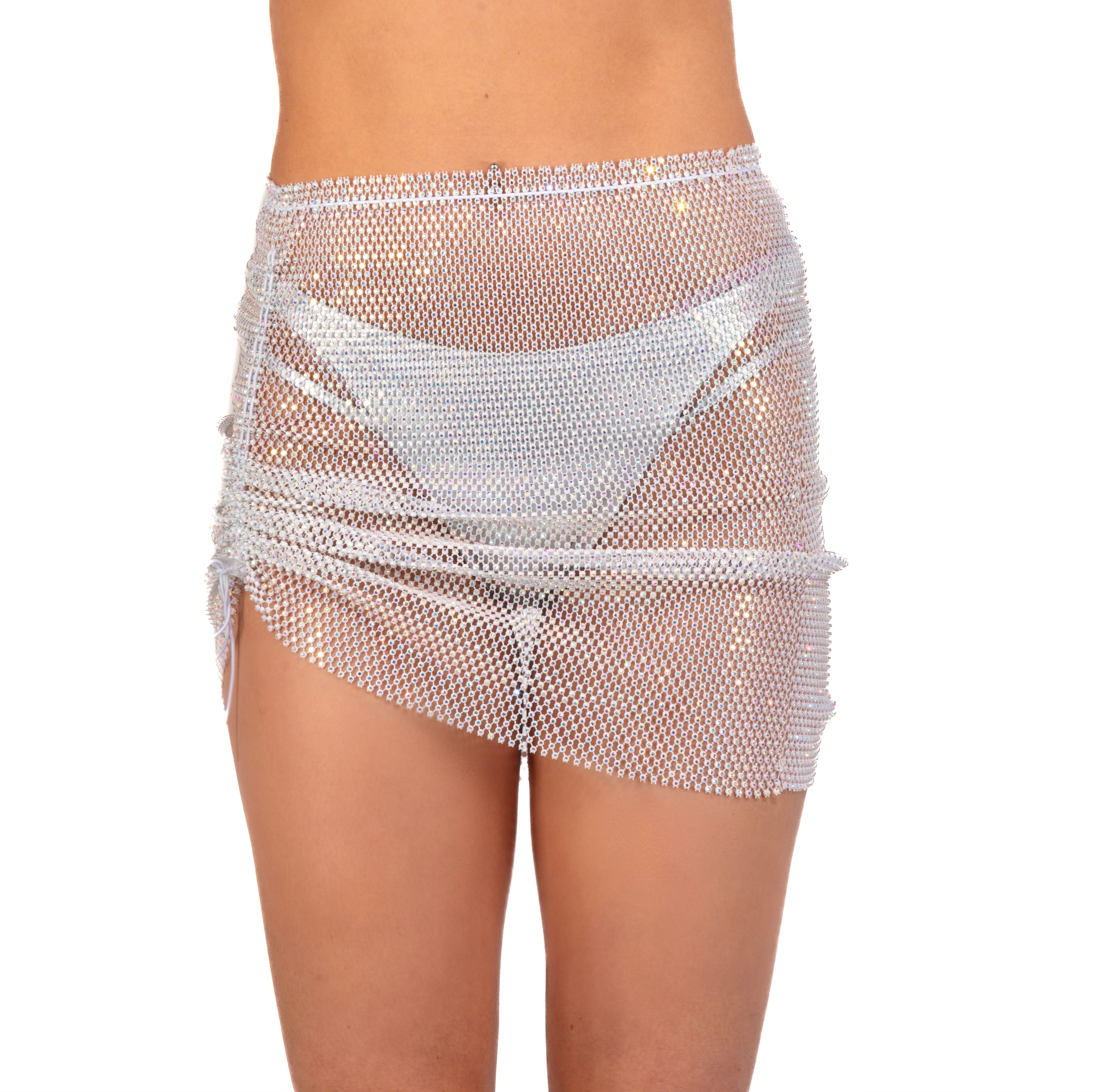 Mesh Fishnet Skirt- White