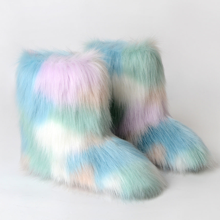 Pastel Blue Fuzzy Boots