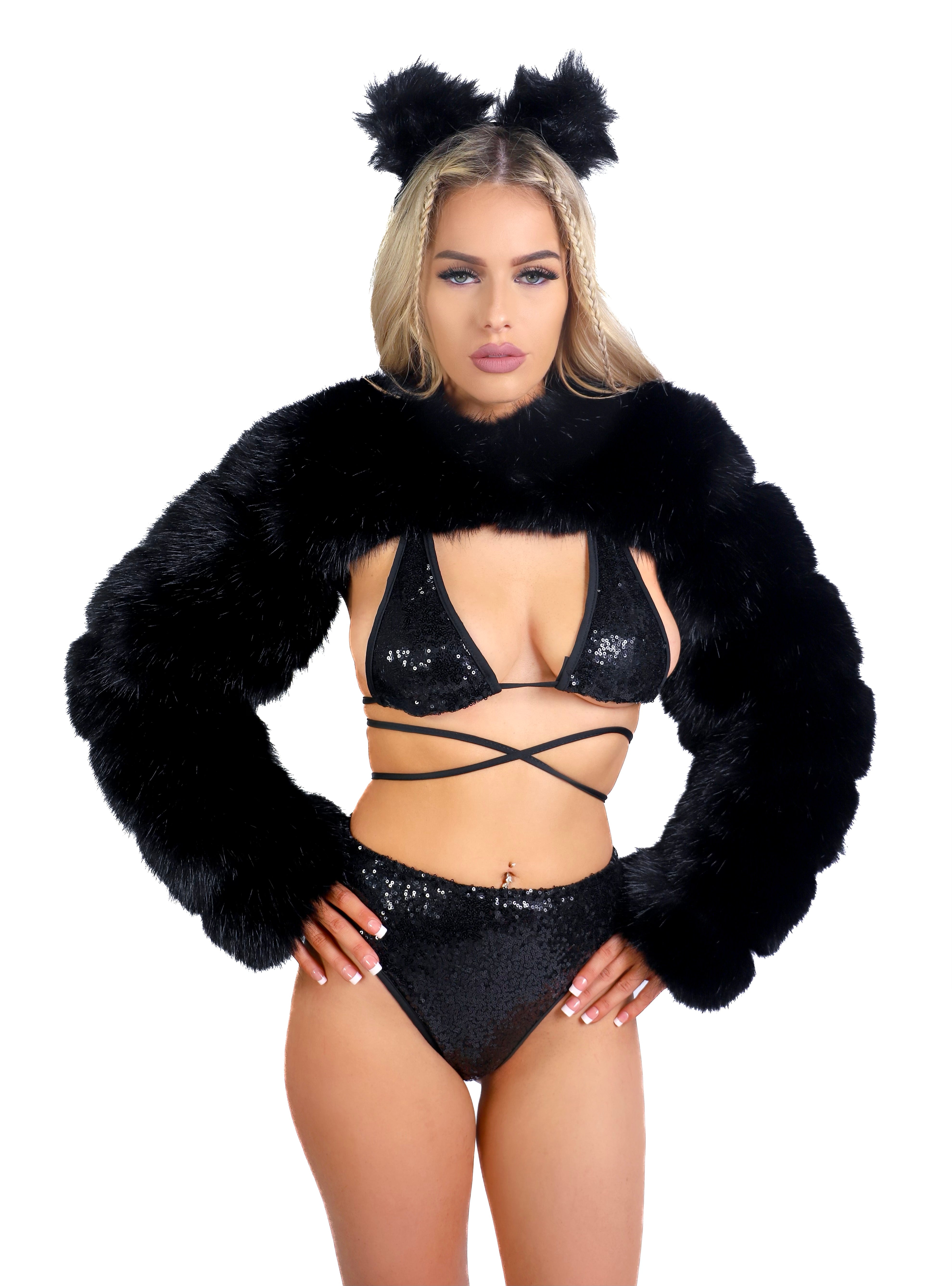 FULL OUTFIT- Fuzzy Black Fox (4 pcs)