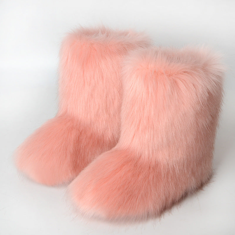 Cup Cake Pink Fuzzy Boots
