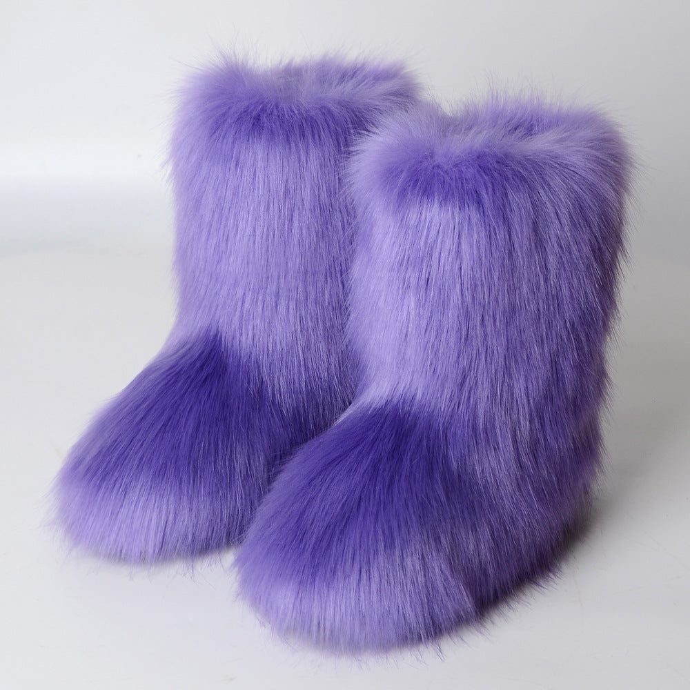 Purple Fuzzy Boots