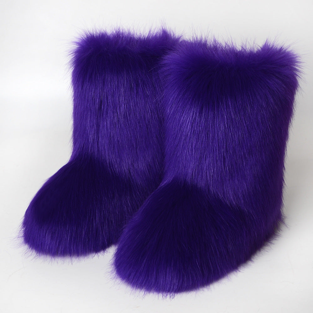 Dark Purple Fuzzy Boots