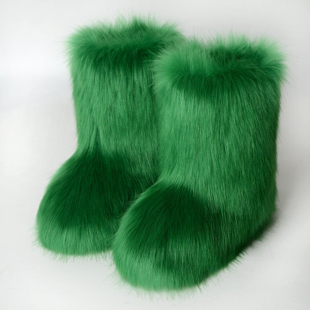 Green Fuzzy Boots