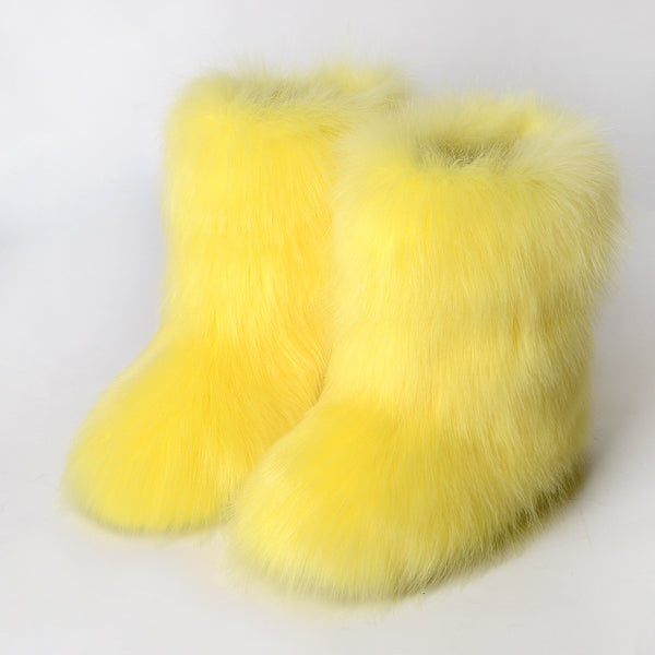 靴 YELLO PAOTU FAUX FUR BOOTS Amazon.com: Yellow Sheepskin Winter Boots for Women, Long Boots