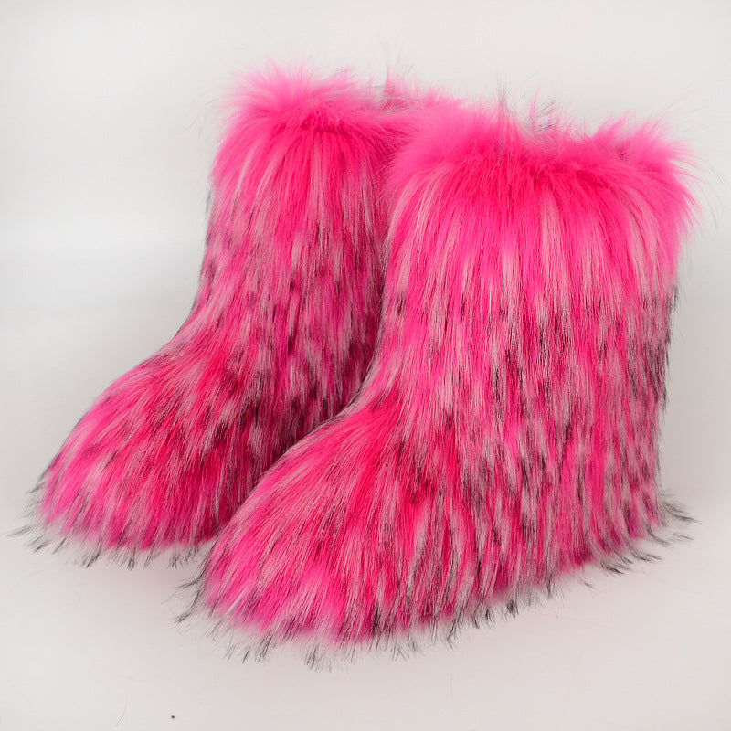 Hot Pink Bear Fuzzy Boots