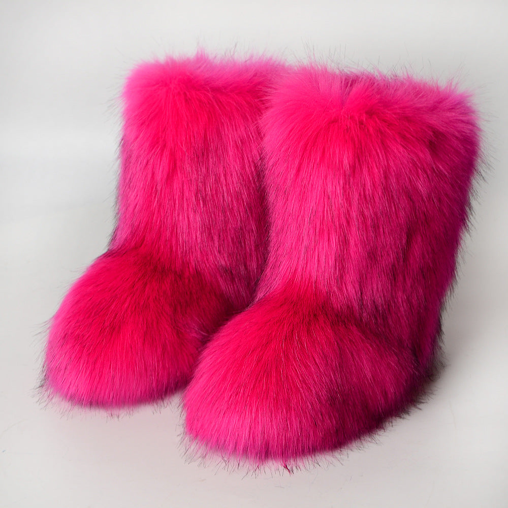 Hot Pink Fuzzy Boots