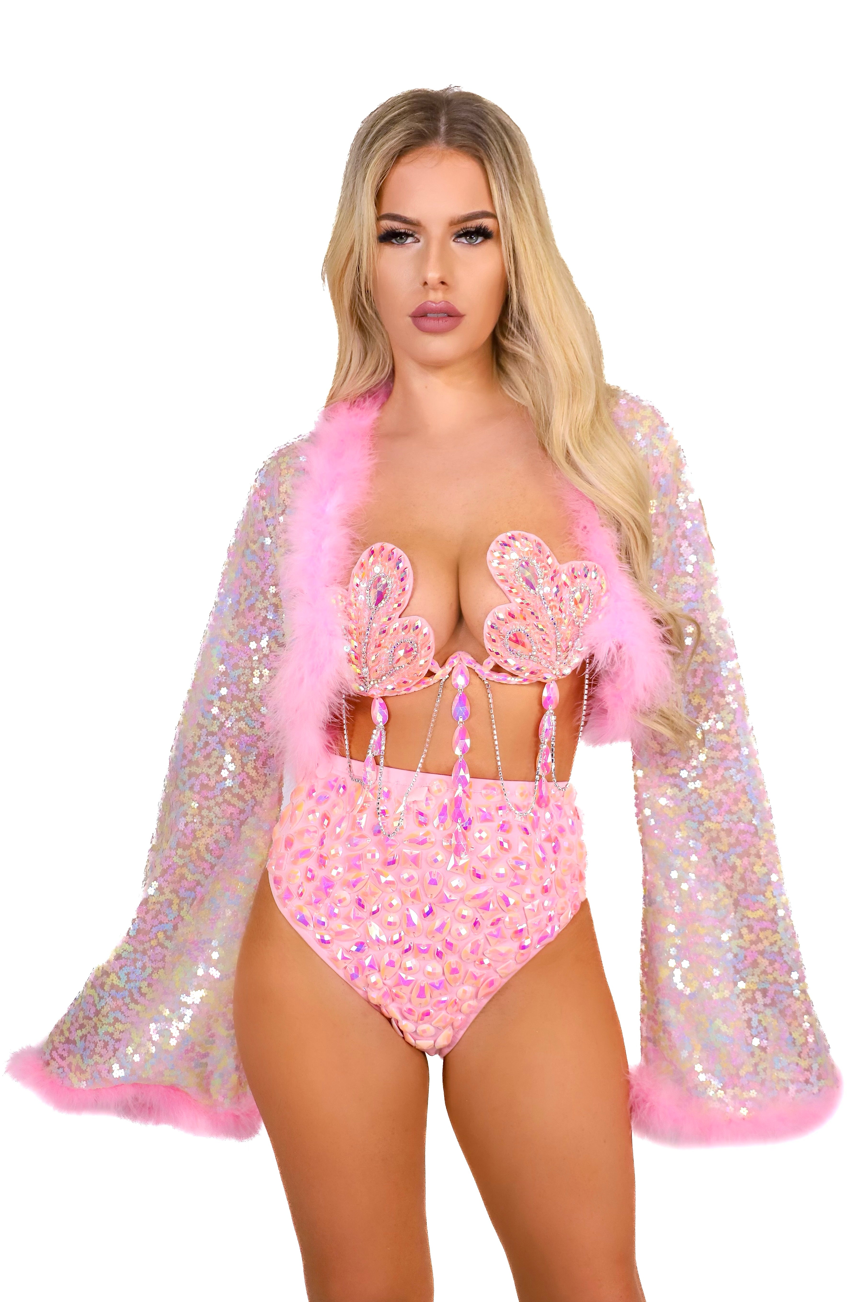 FULL OUTFIT- Pink Sequin Barbie Swan (3 pcs)