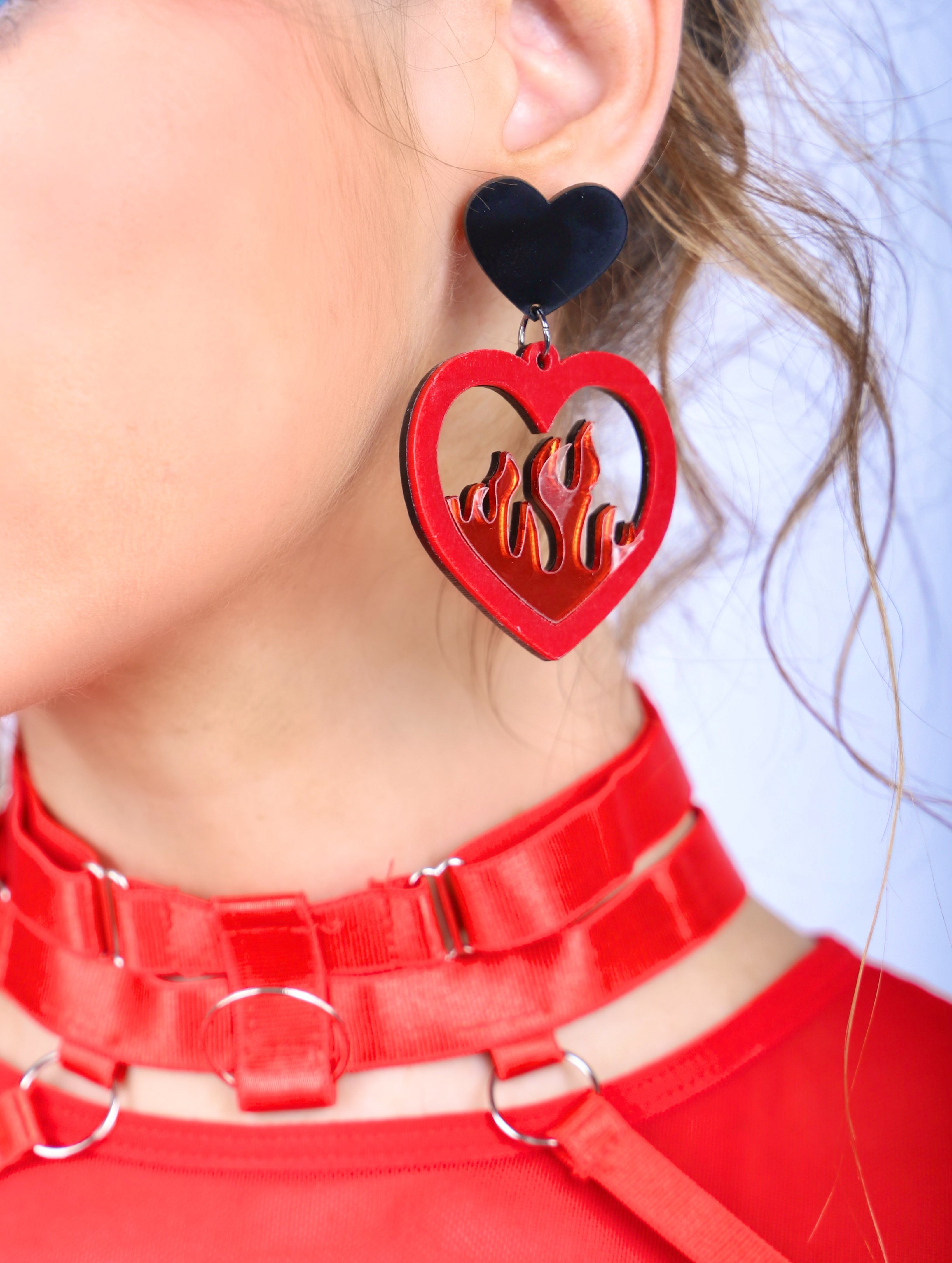 Fiery Hearts Earrings