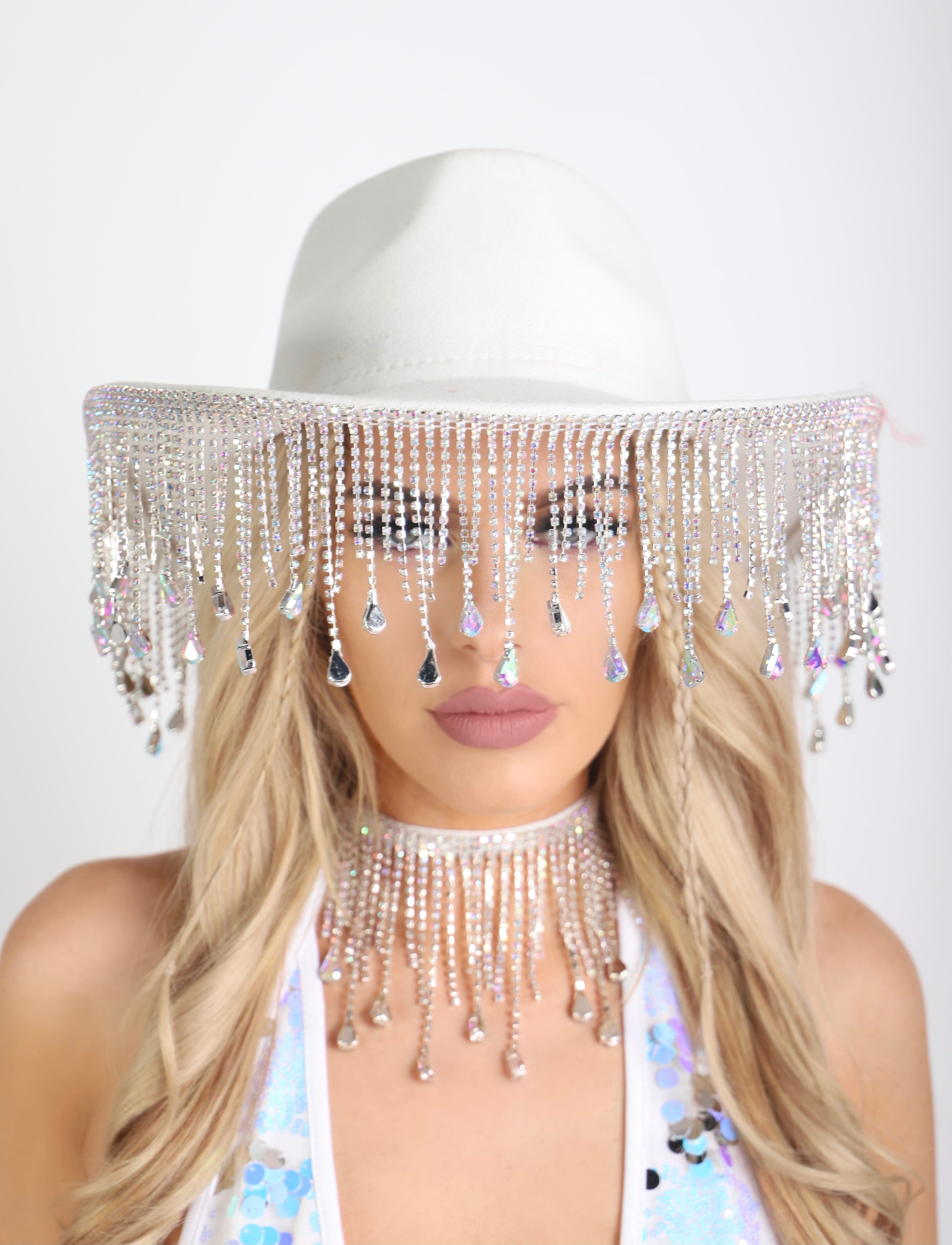 White Rhinestone Hat