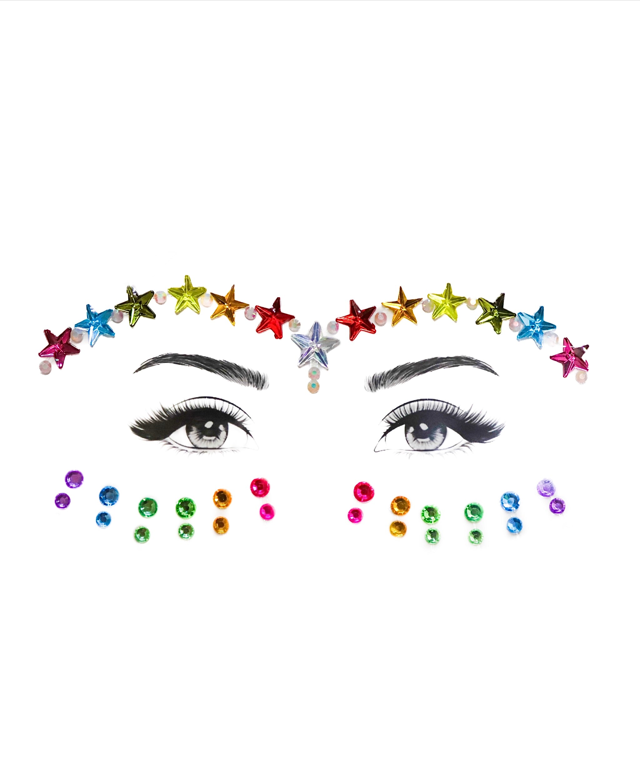 Rainbow Star Rhinestone Crystal Face Jewels