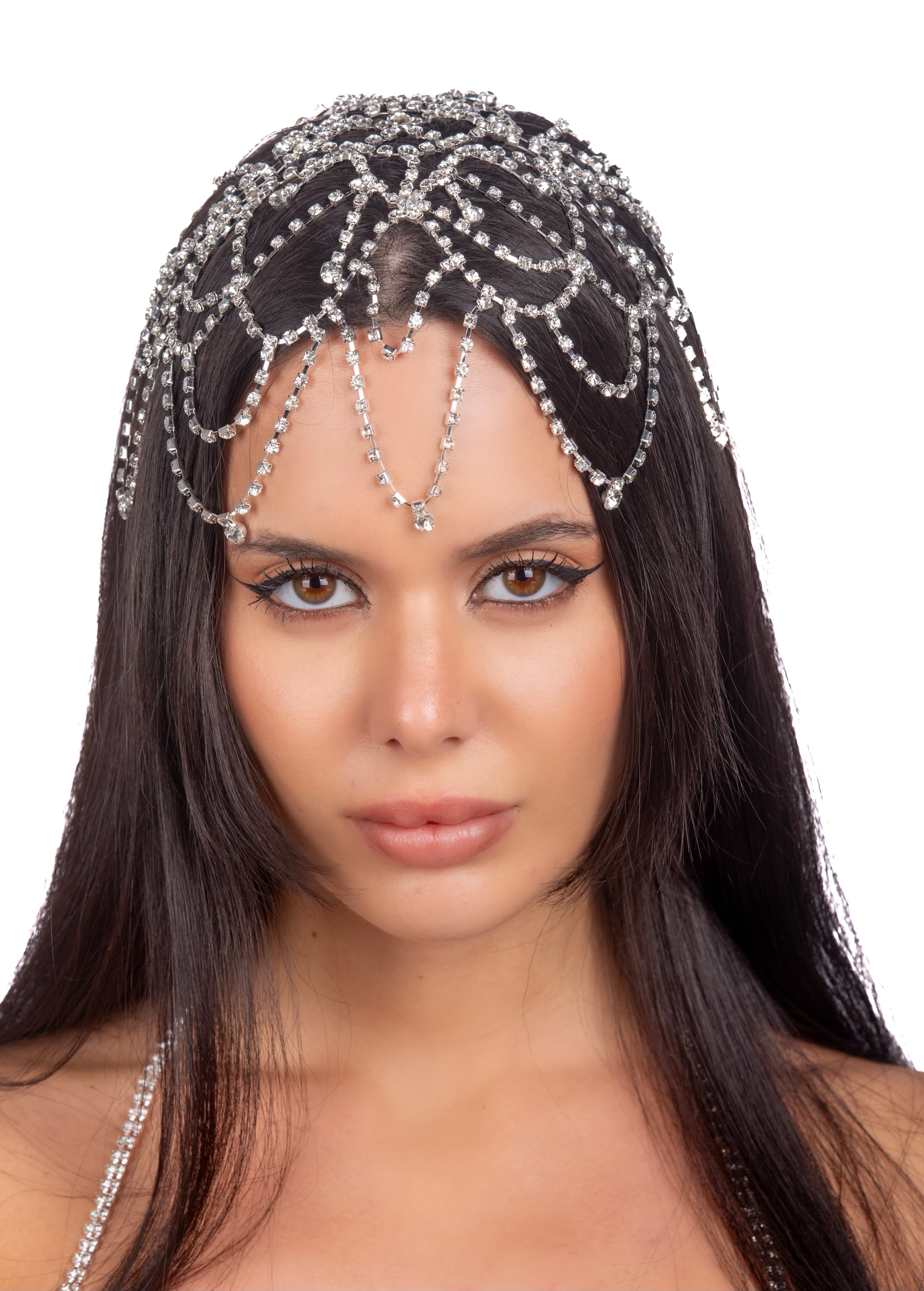 Silver Drape Rhinestone Head Piece