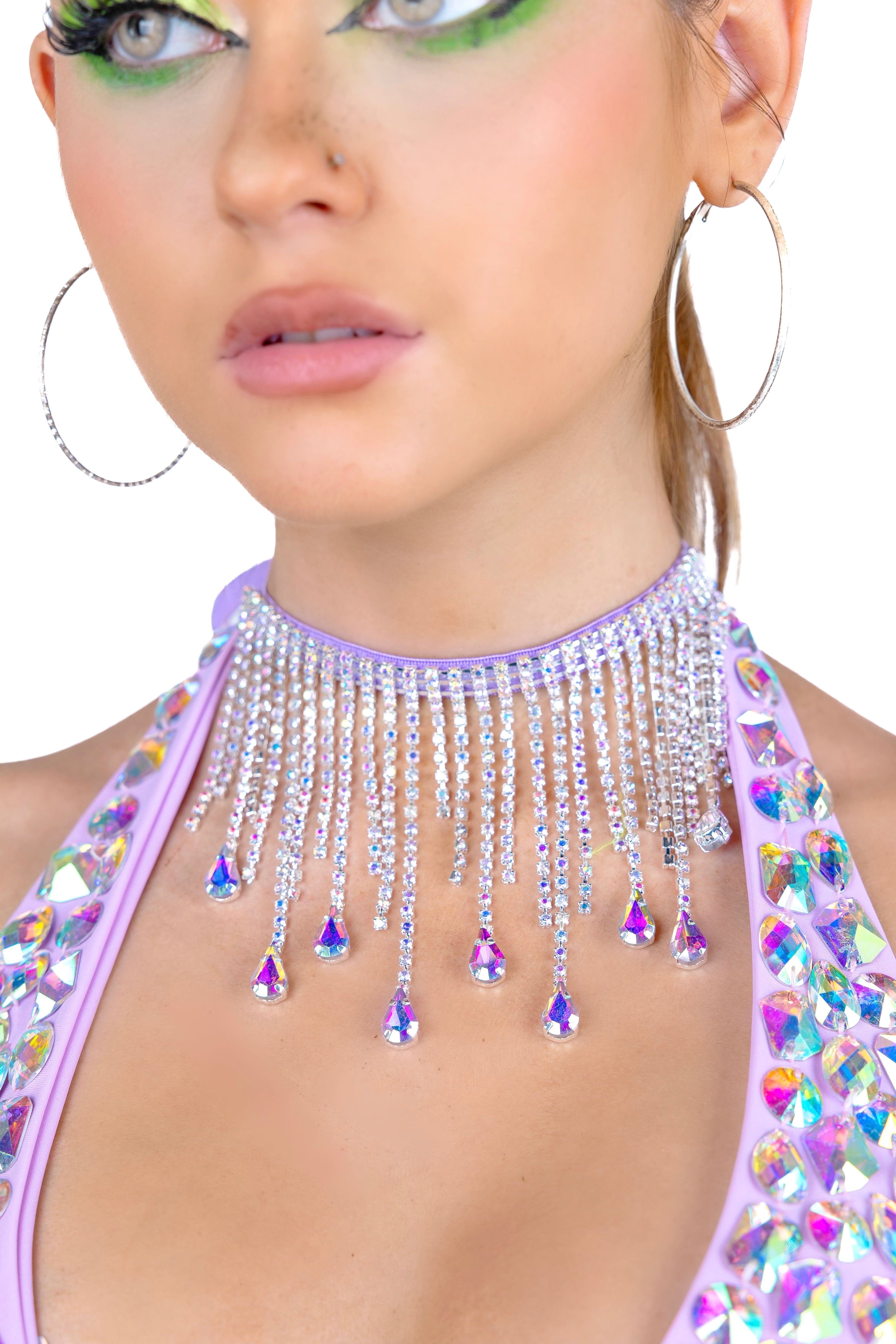 Lilac Rhinestone Necklace