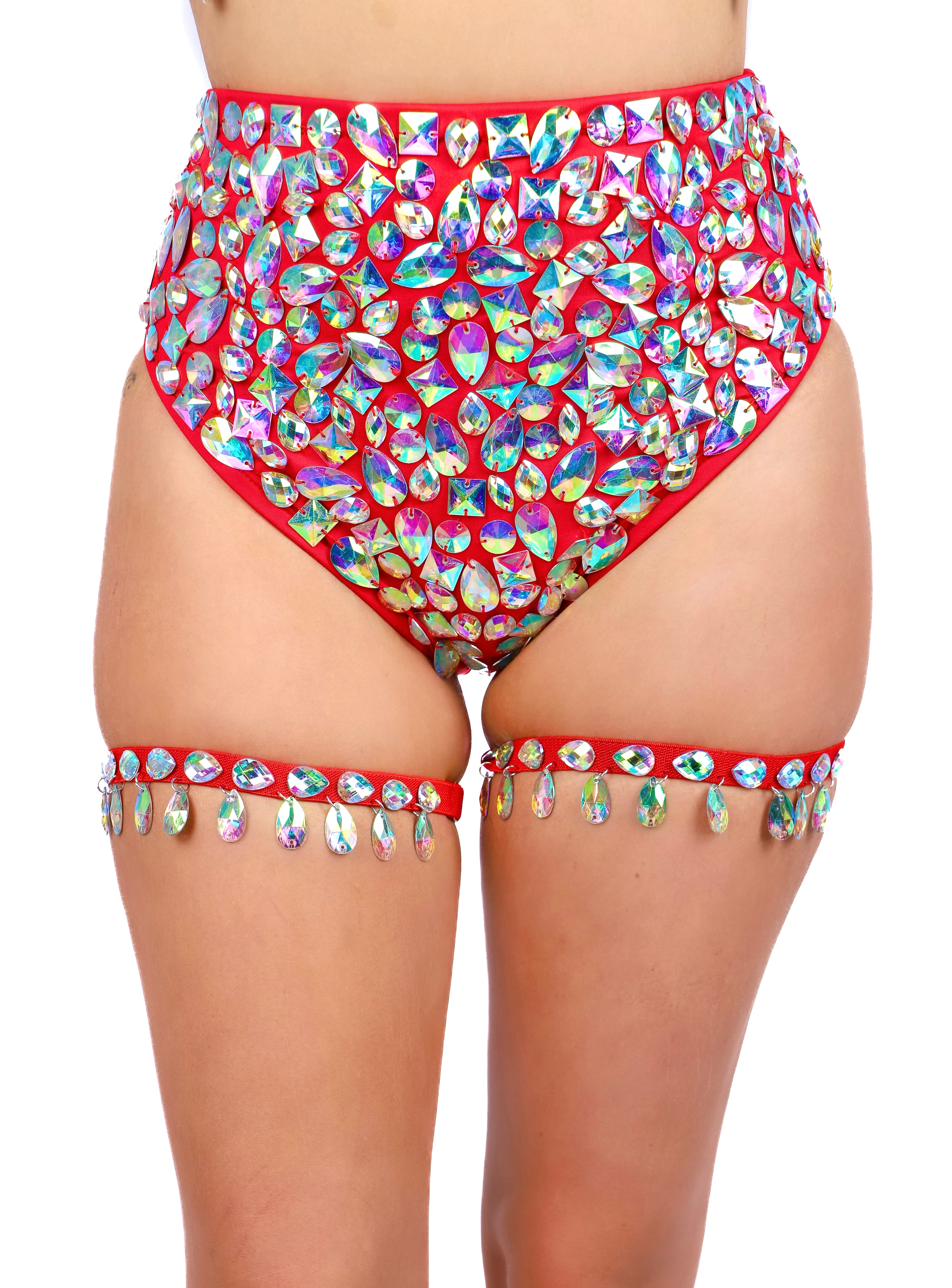 Red Rhinestone Leg Wrap Set 3.0 (2 pc)