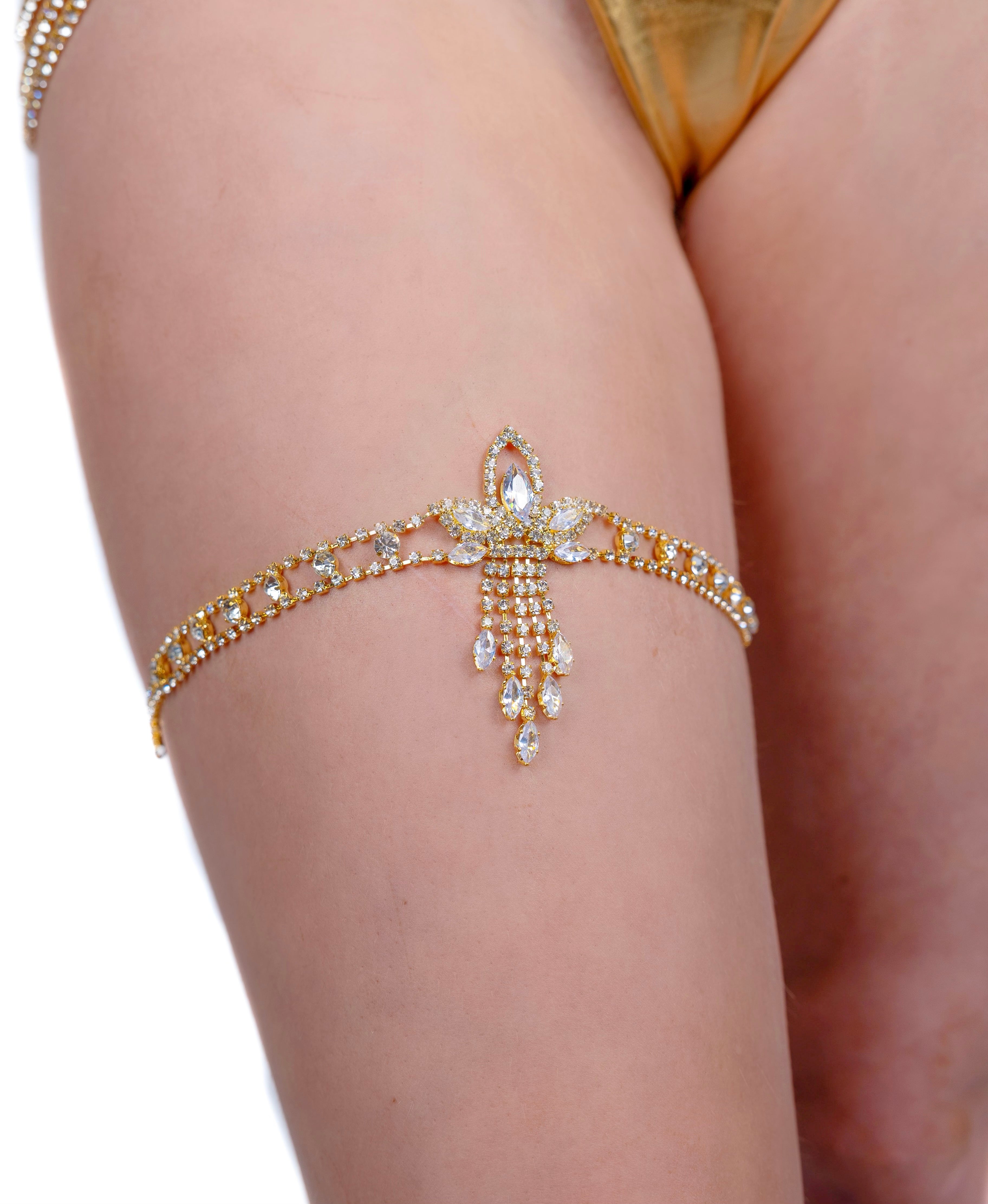 Gold Crystal Leg Wrap